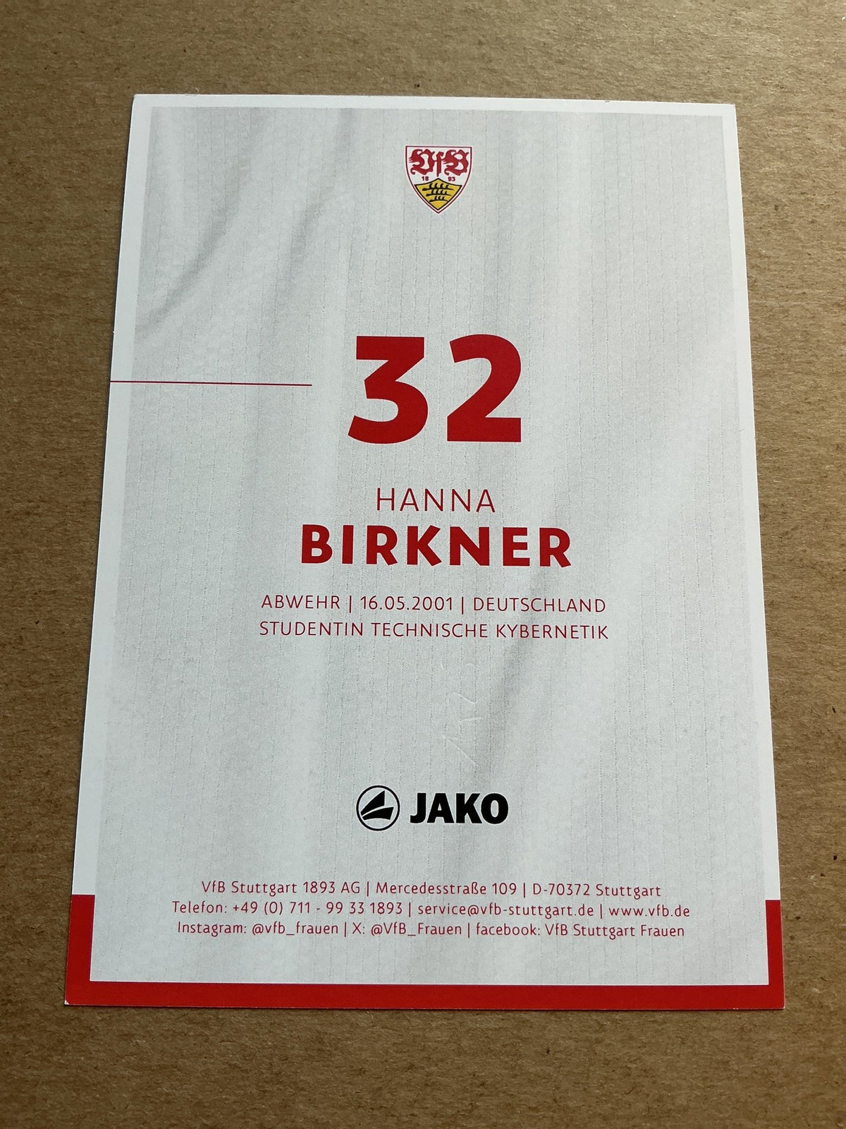 Hanna Birkner, Germany 🇩🇪 VfB Stuttgart 2024/25 hand signed - Autographs-World