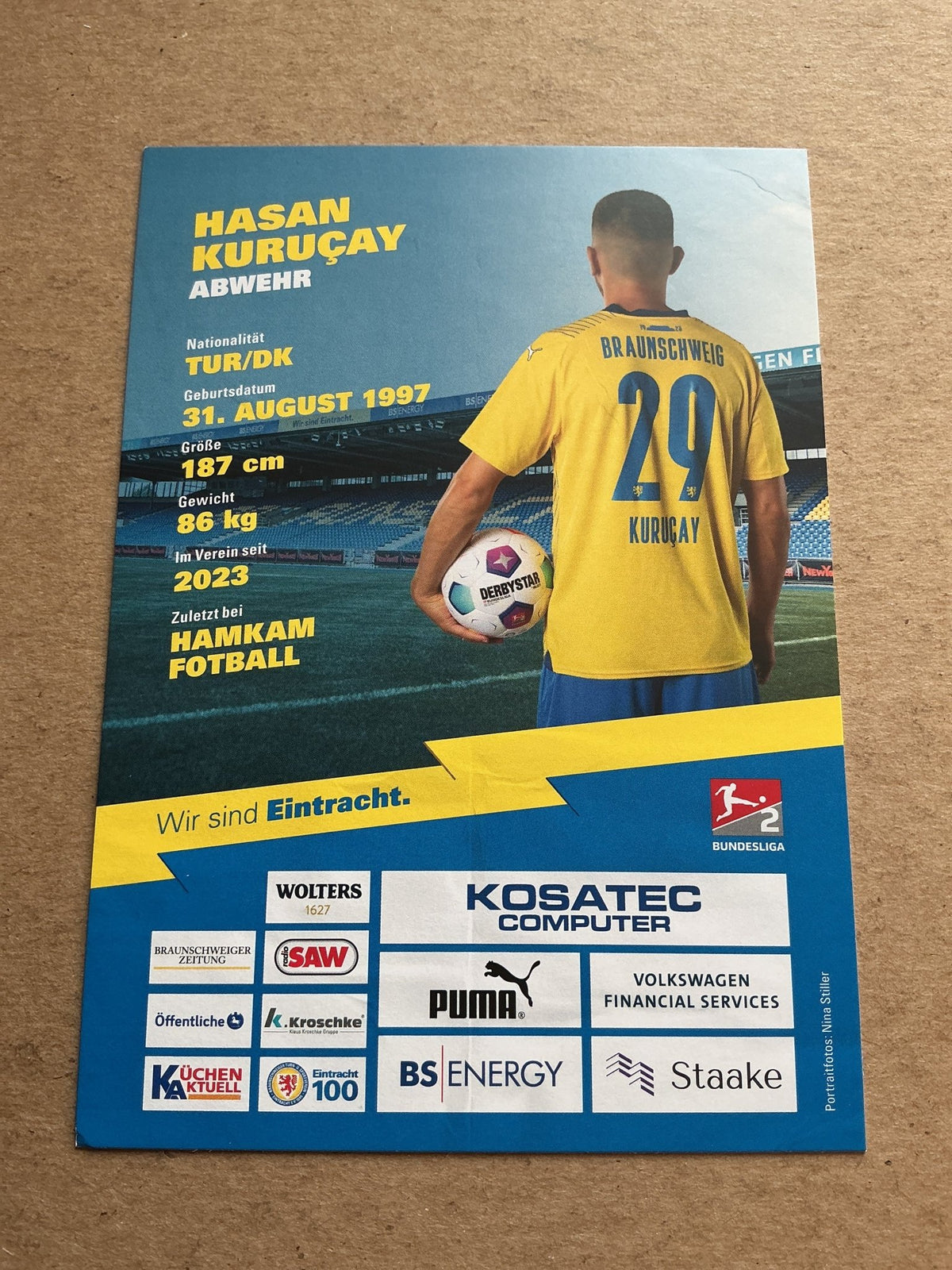 Hasan Kuruçay, Türkiye 🇹🇷 Eintracht Braunschweig 2023/24 hand signed - Autographs-World