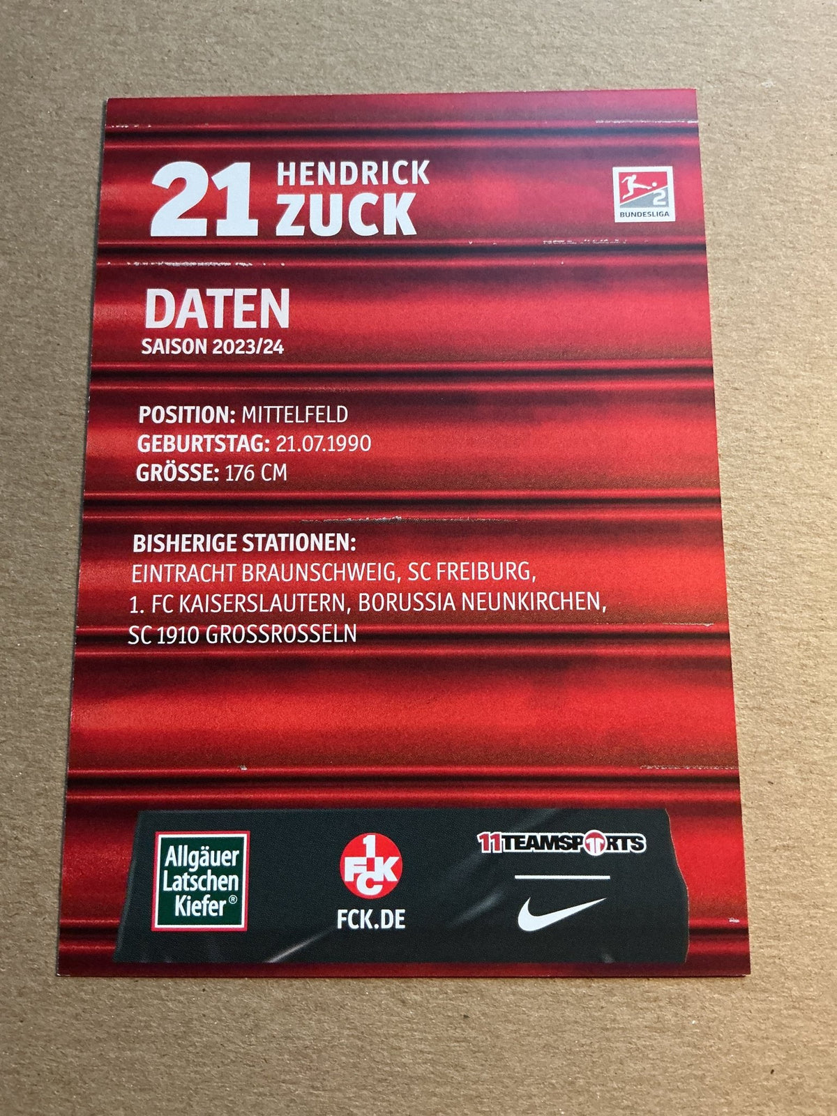 Hendrik Zuck, Germany 🇩🇪 1.FC Kaiserslautern 2023/24 hand signed - Autographs-World