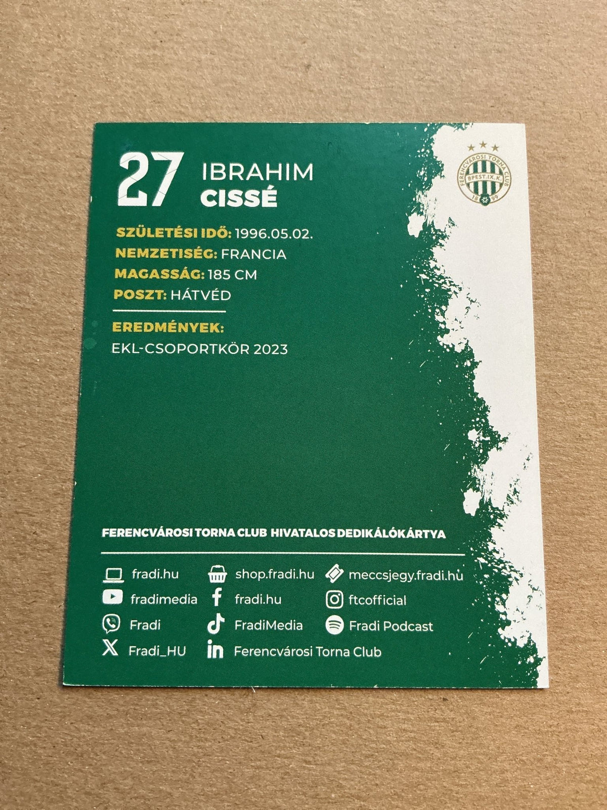 Ibrahim Cissé, France 🇫🇷 Ferencváros TC 2023/24 hand signed - Autographs-World