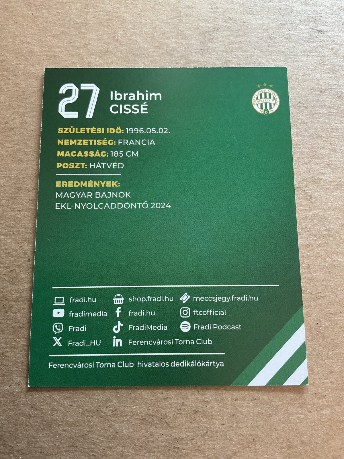 Ibrahim Cisse, France π«π· Ferencvaros TC 2024/25 hand signed - Autographs-World