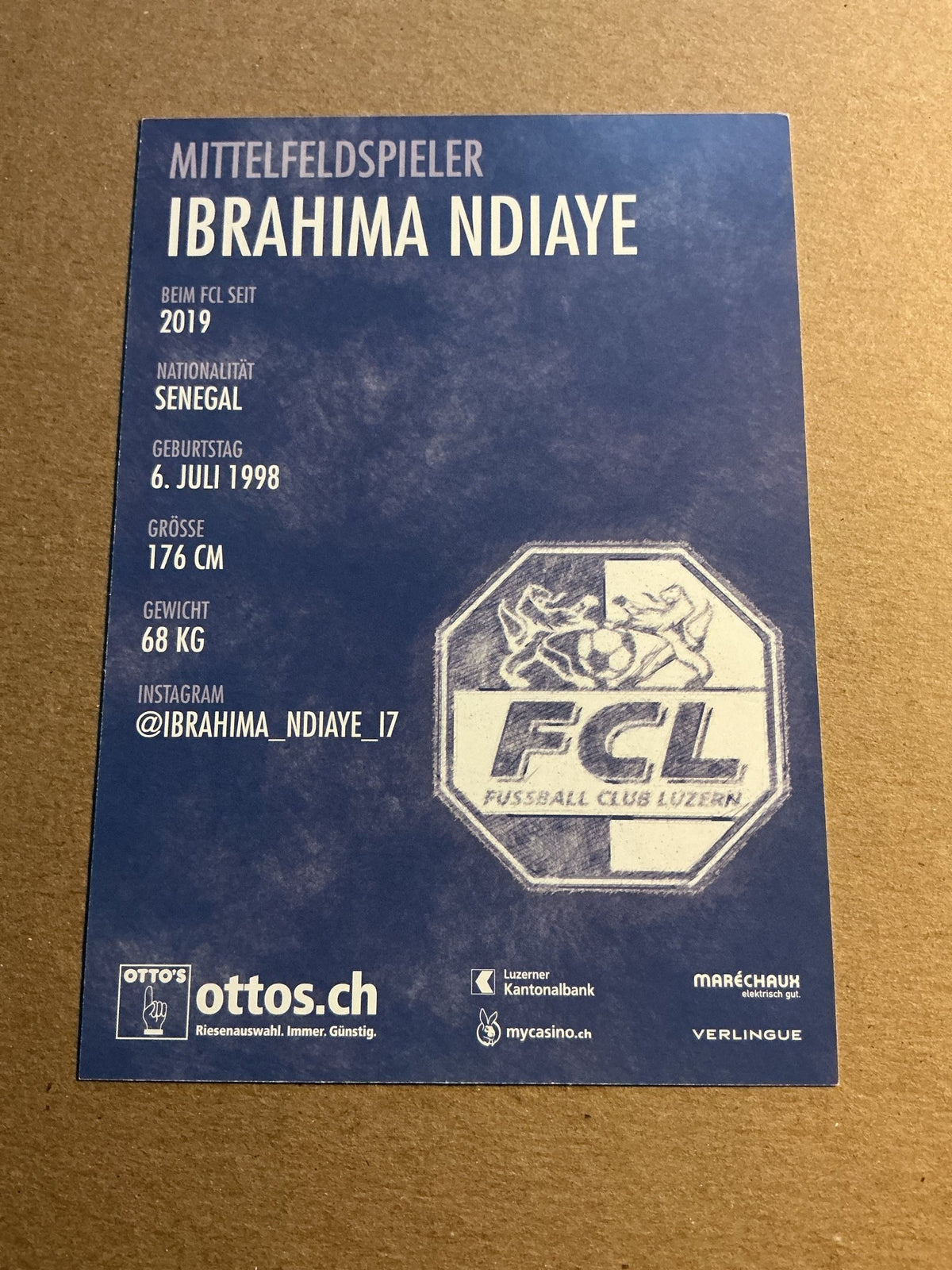 Ibrahima Ndiaye, Senegal ๐ธ๐ณ FC Luzern 2021/22 hand signed - Autographs-World