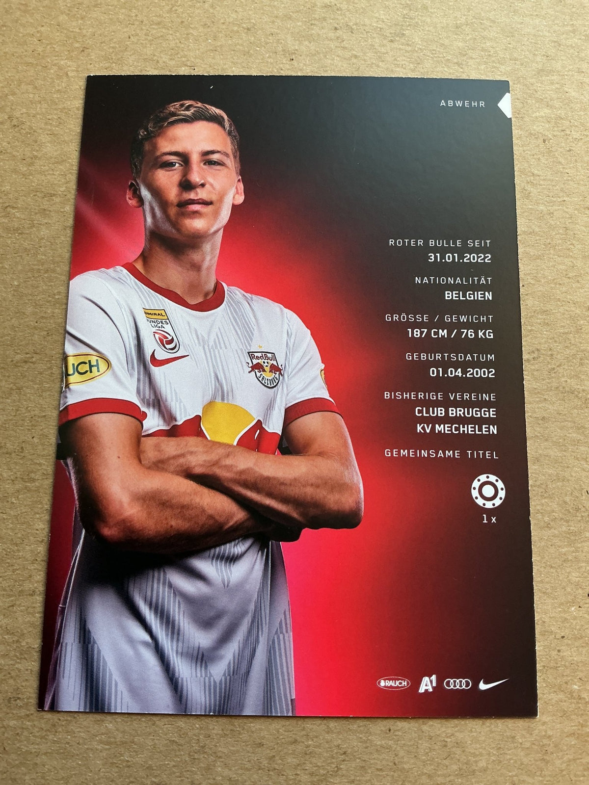 Ignace van der Brempt, Belgium π§πͺ FC Red Bull Salzburg 2022/23 hand signed - Autographs-World