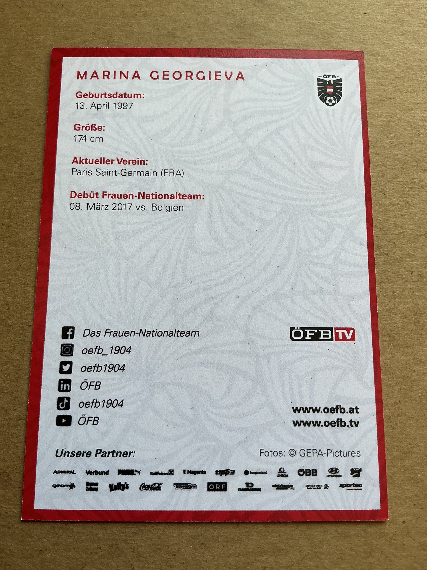 Marina Georgieva, Austria 🇦🇹 2024 Paris Saint-Germain hand signed