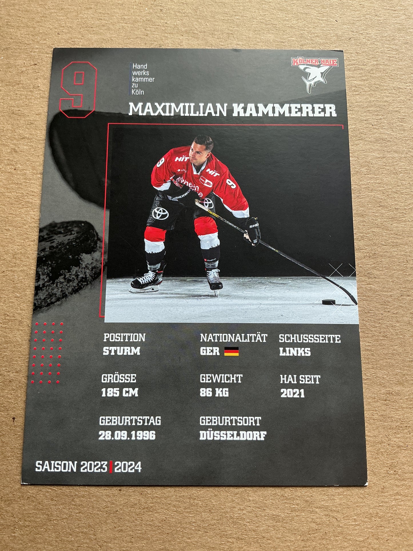 Maximilian Kammerer, Germany 🇩🇪 Kölner Haie 2023/24 hand signed