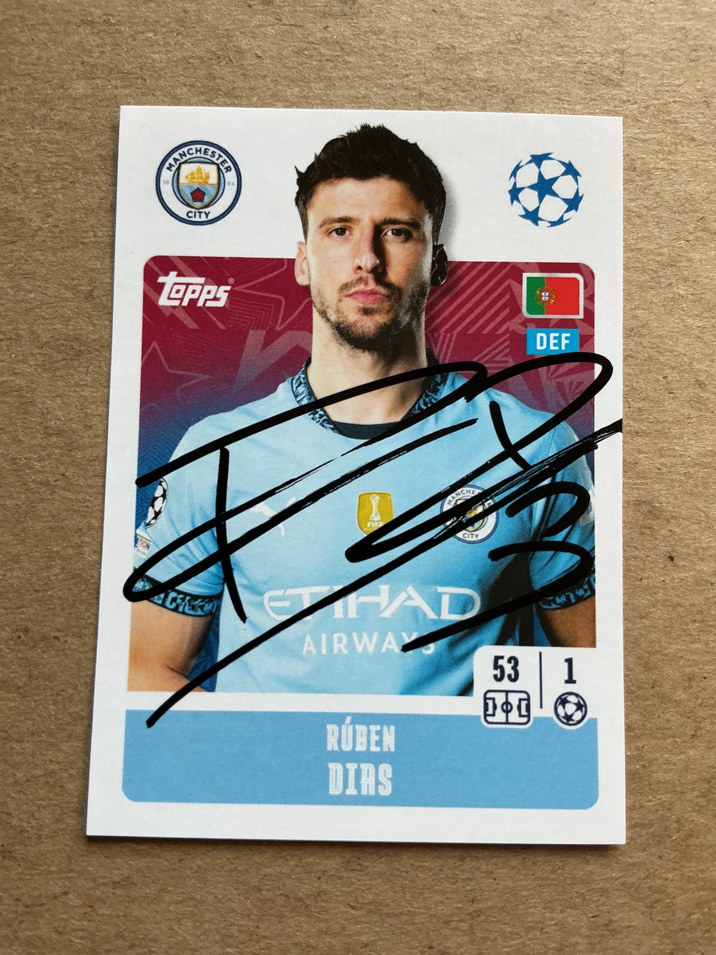 Ruben Dias, Portugal 🇵🇹 Manchester City 2024/25 Topps hand signed