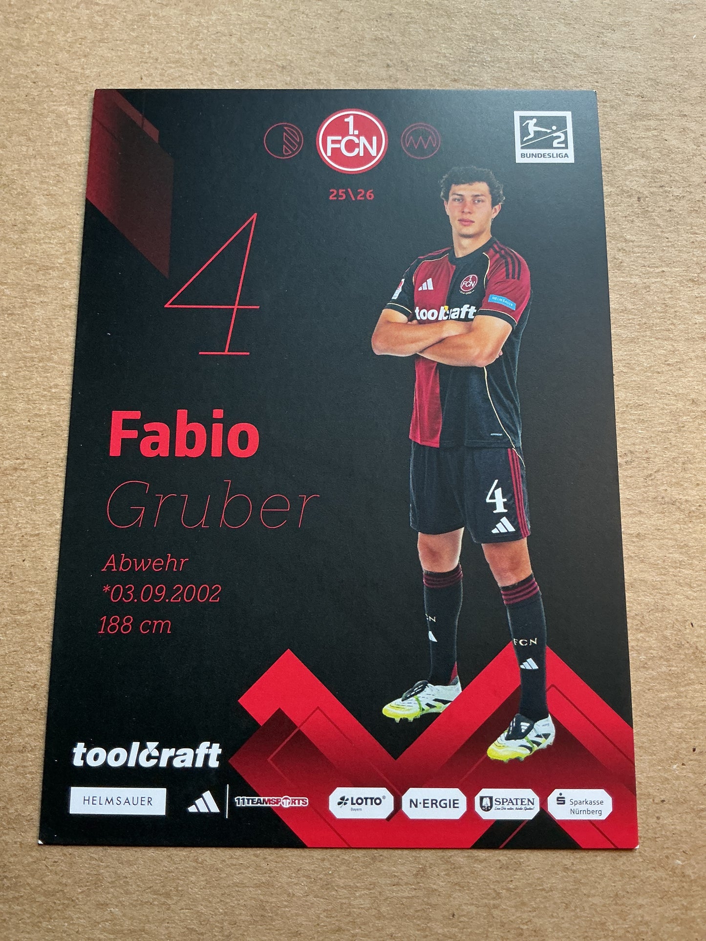 Fabio Gruber, Germany 🇩🇪 1.FC Nürnberg 2025/26 hand signed
