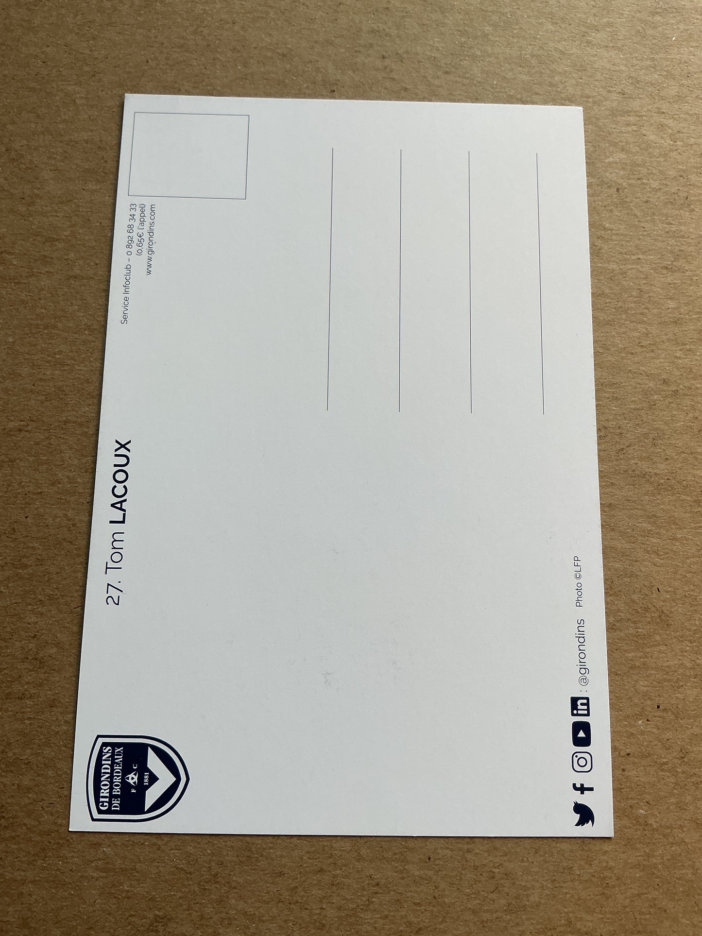 Tom Lacoux, France 🇫🇷 Girondins Bordeaux 2021/22 hand signed