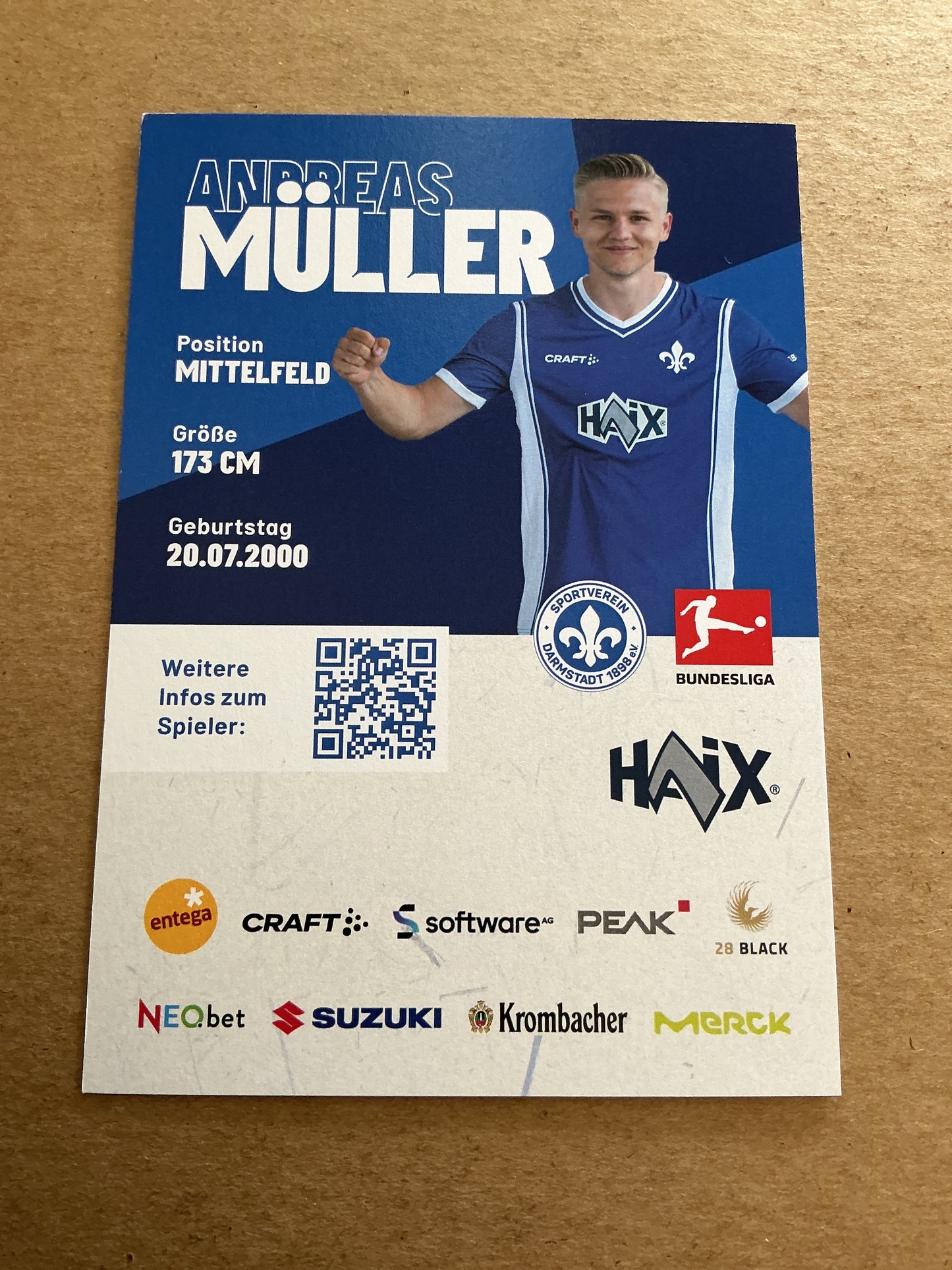 Andreas Müller, Germany 🇩🇪 SV Darmstadt 98 2023/24 hand signed