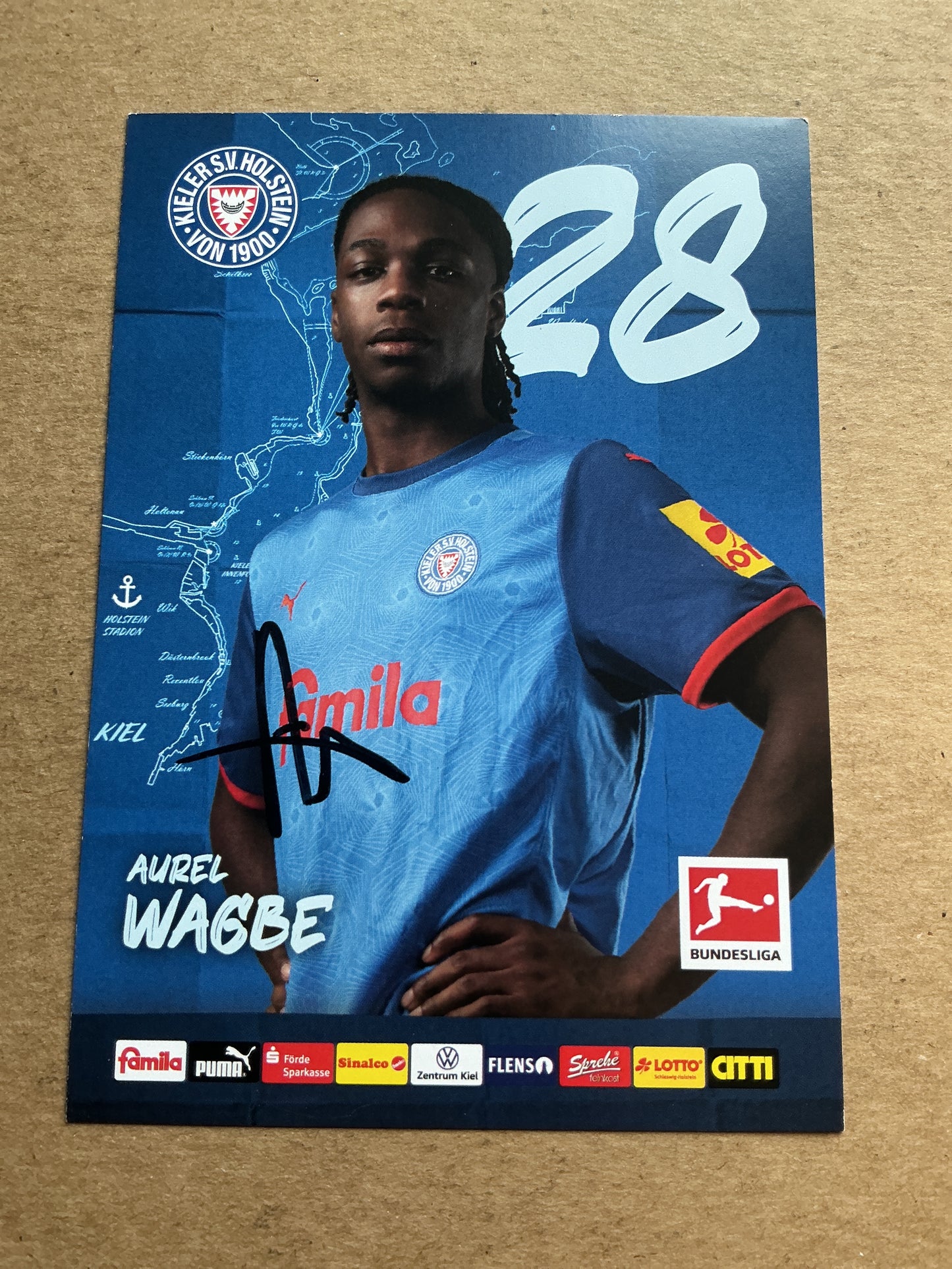 Aurel Wagbe, Germany 🇩🇪 Holstein Kiel 2024/25 hand signed