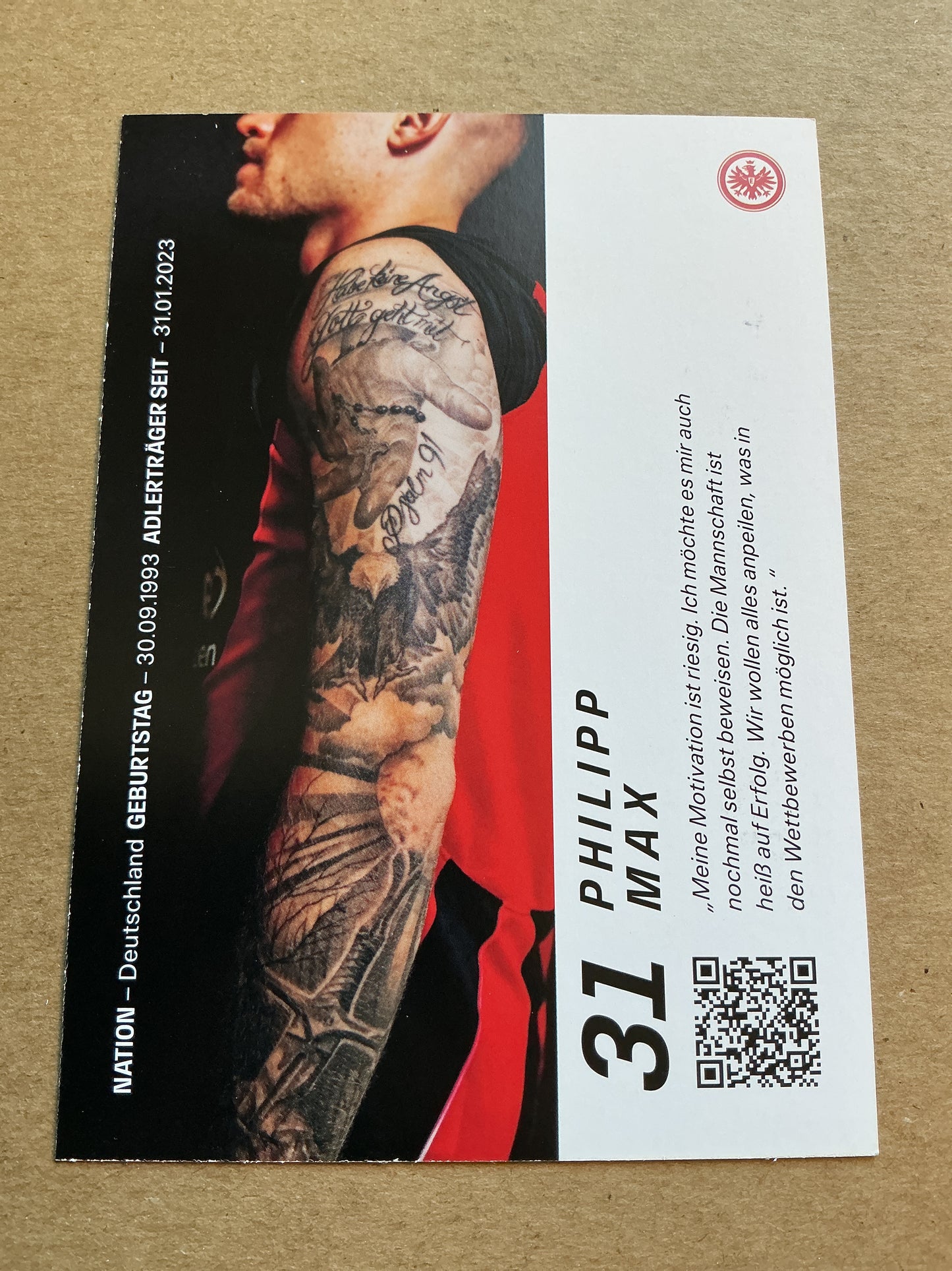 Philipp Max, Germany 🇩🇪 Eintracht Frankfurt 2023/24 hand signed