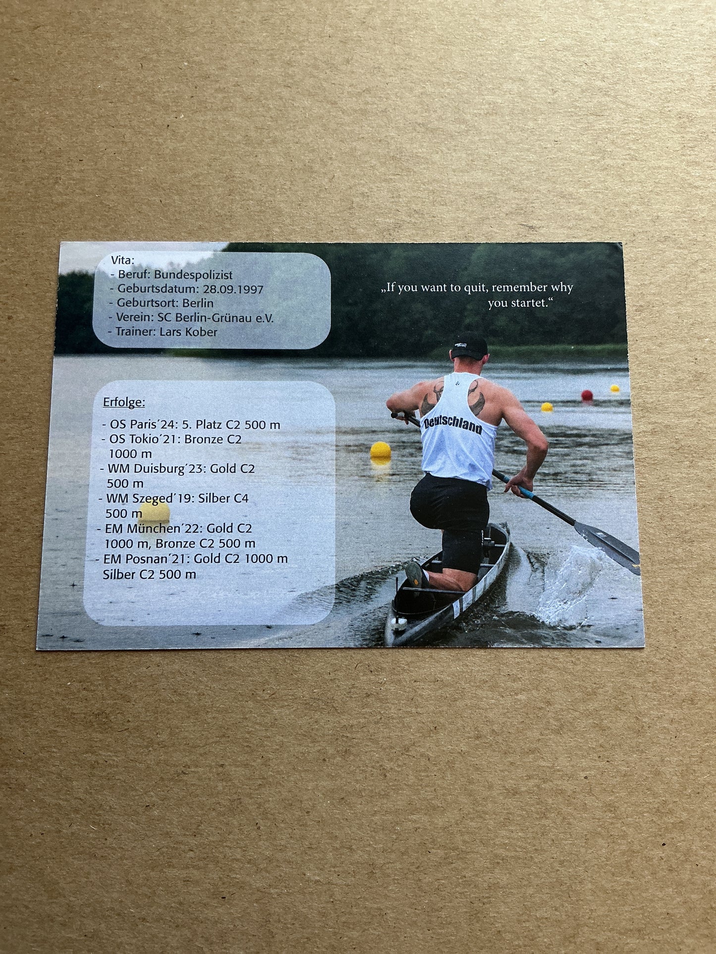 Tim Hecker, Germany 🇩🇪 Canoeing Summer Olympics 2024 hand signed