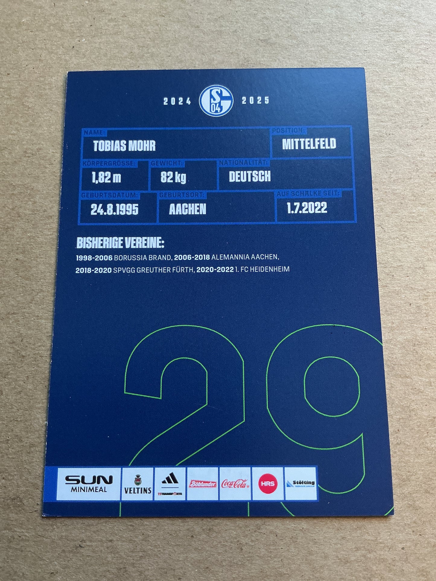 Tobias Mohr, Germany 🇩🇪 FC Schalke 04 2024/25 hand signed