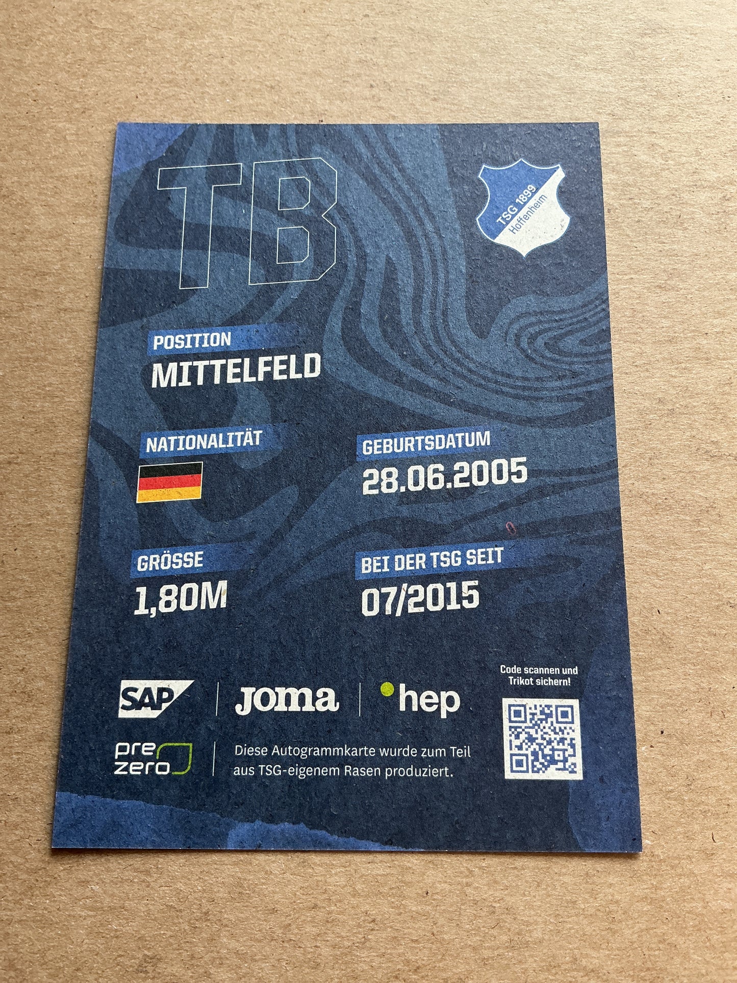 Tom Bischof, Germany 🇩🇪 TSG 1899 Hoffenheim 2023/24 hand signed