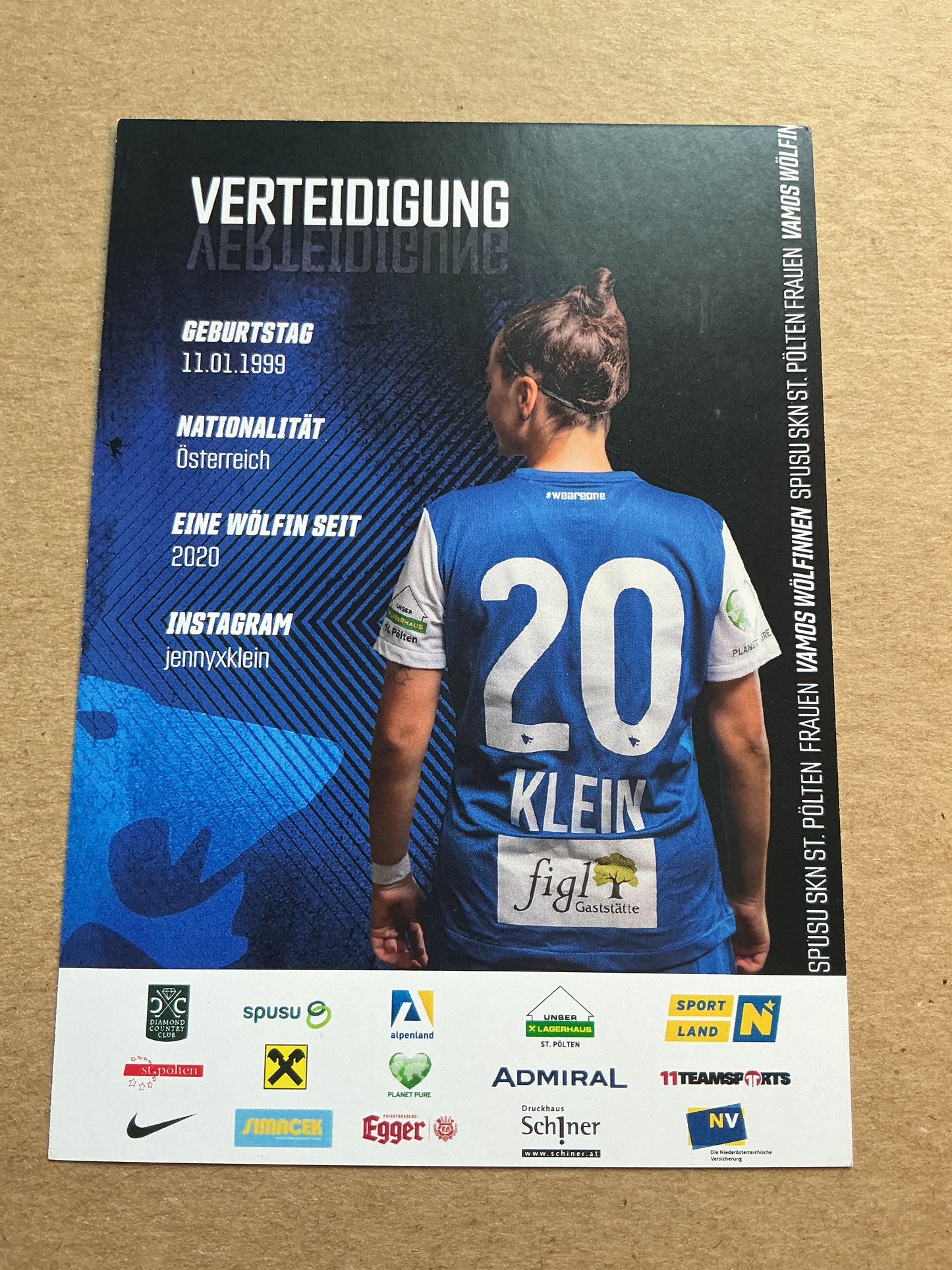 Jennifer Klein, Austria 🇦🇹 SKN St.Pölten 2022/23 hand signed