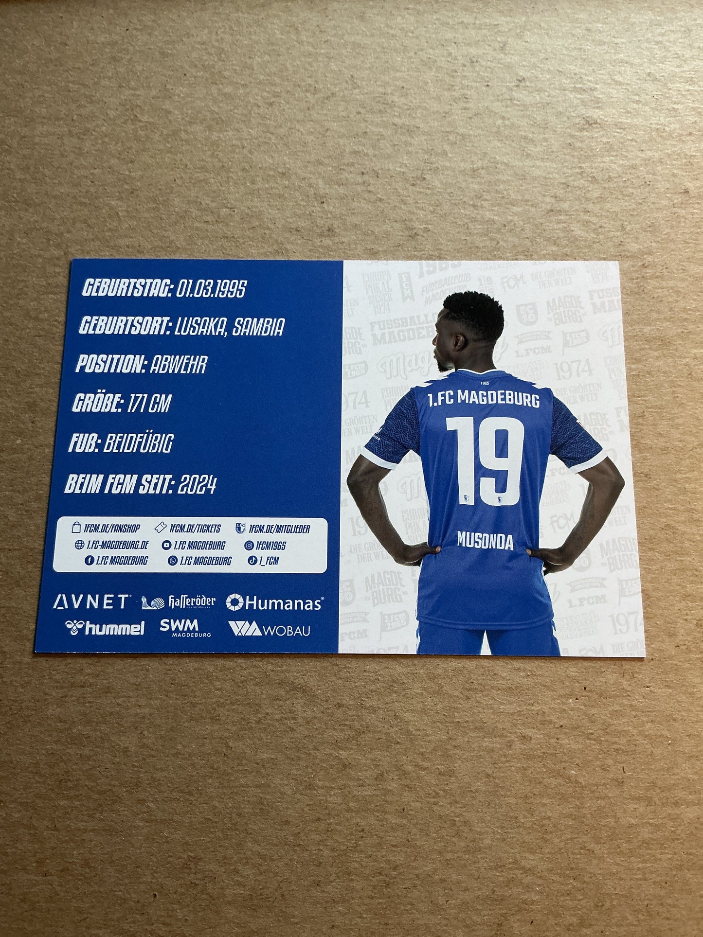 Lubambo Musonda, Zambia 🇿🇲 1.FC Magdeburg 2024/25 hand signed