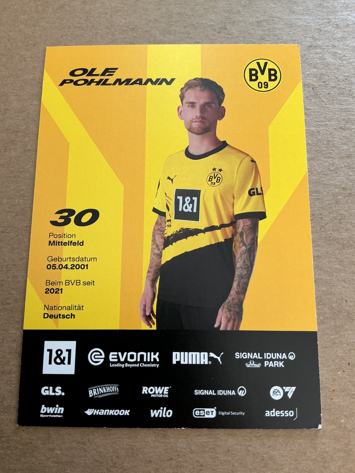 Ole Pohlmann, Germany 🇩🇪 Borussia Dortmund 2023/24 hand signed