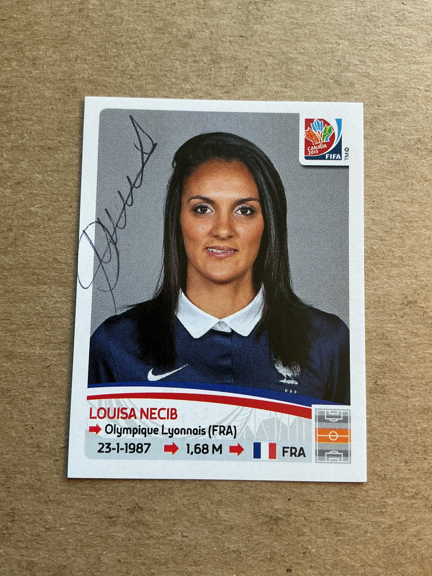 Louisa Necib, France 🇫🇷 FIFA Women’s World Cup 2015 Panini hand signed