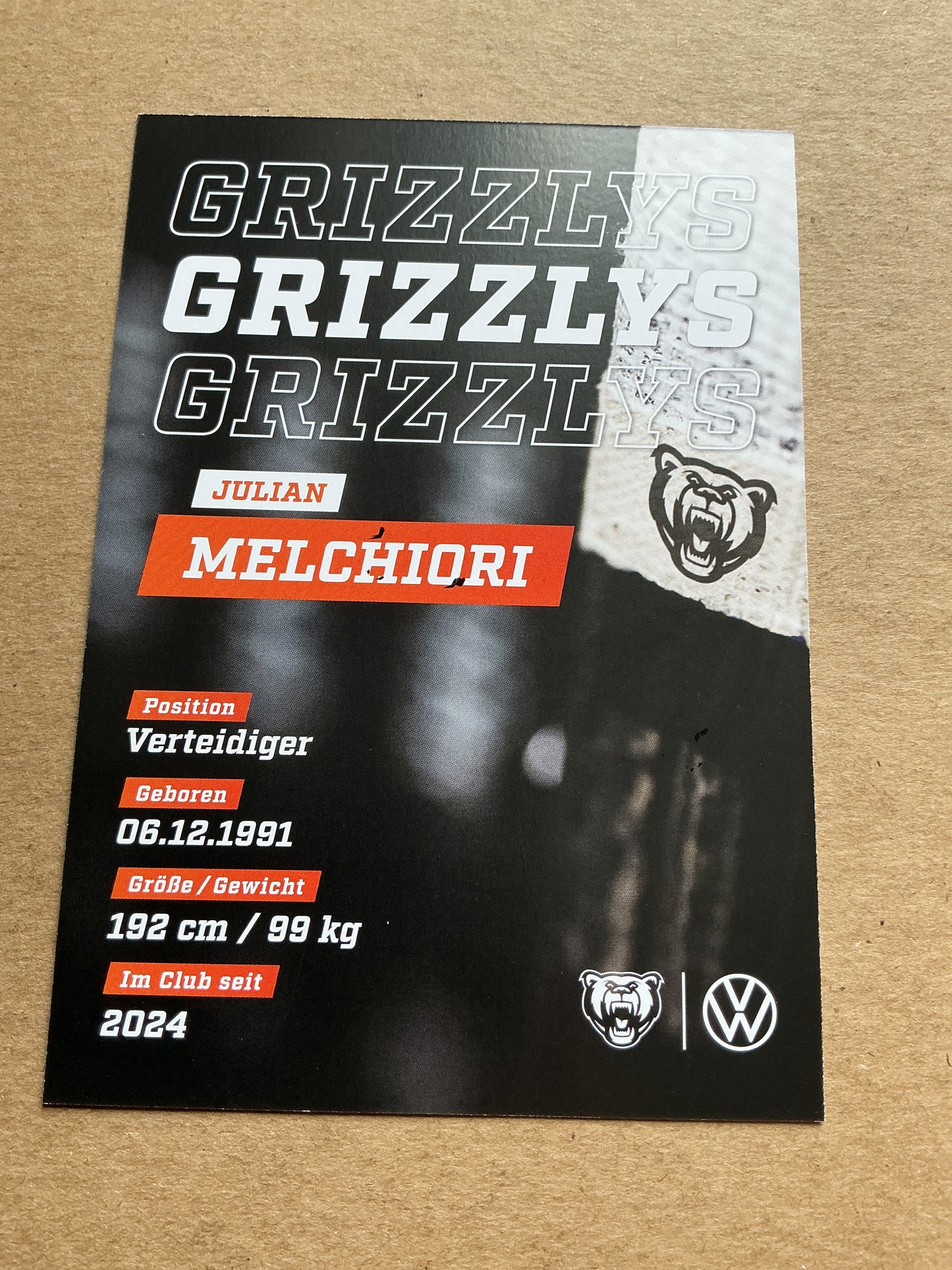 Julian Melchiori, Canada 🇨🇦 Grizzlys Wolfsburg 2024/25 hand signed