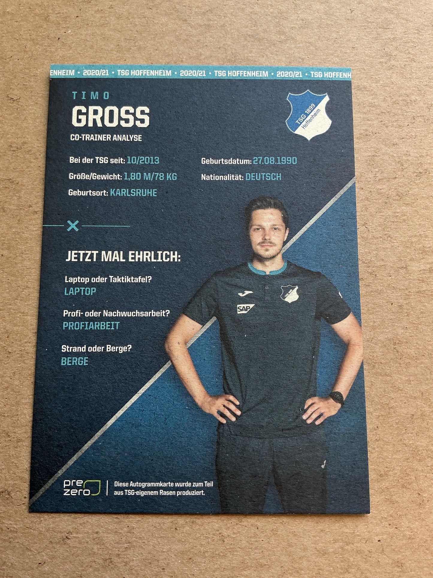 Timo Gross, Germany π©πͺ TSG 1899 Hoffenheim 2020/21 hand signed