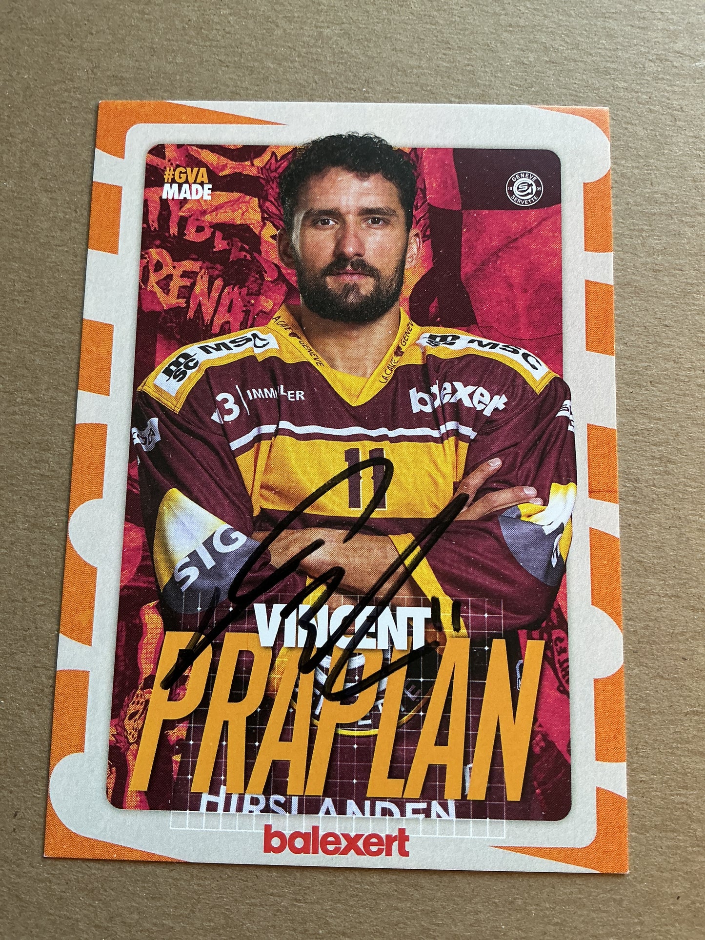 Vincent Praplan, Switzerland 🇨🇭 Geneve-Servette HC 2024/25 hand signed