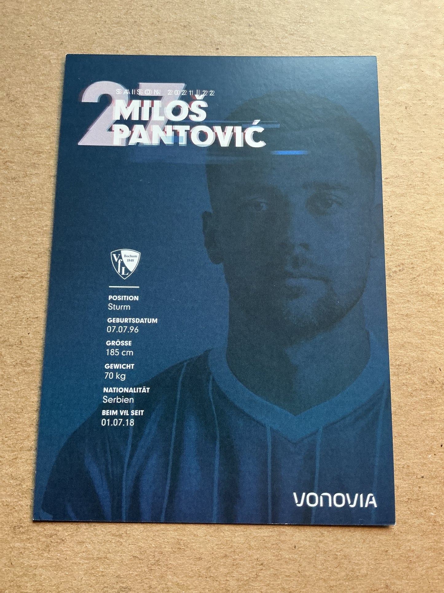 Milos Pantović, Serbia 🇷🇸 VfL Bochum 2021/22 hand signed
