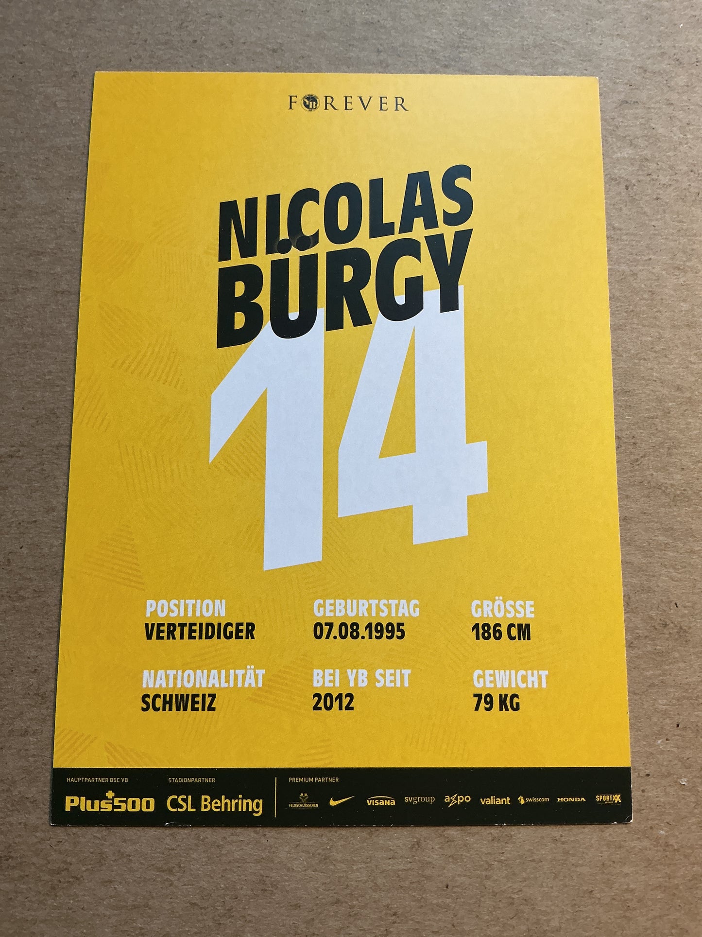Nicolas Bürgy, Switzerland 🇨🇭 BSC Young Boys 2020/21 hand signed