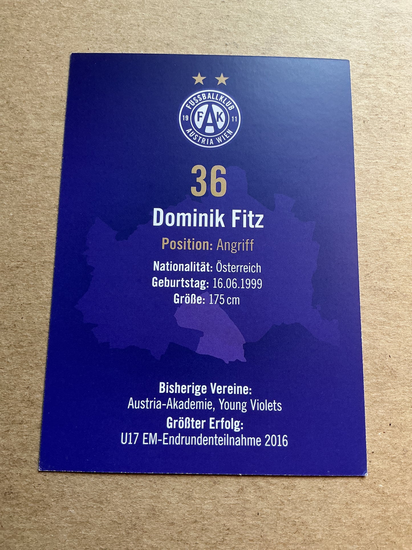 Dominik Fitz, Austria 🇦🇹 Austria Wien 2024/25 hand signed