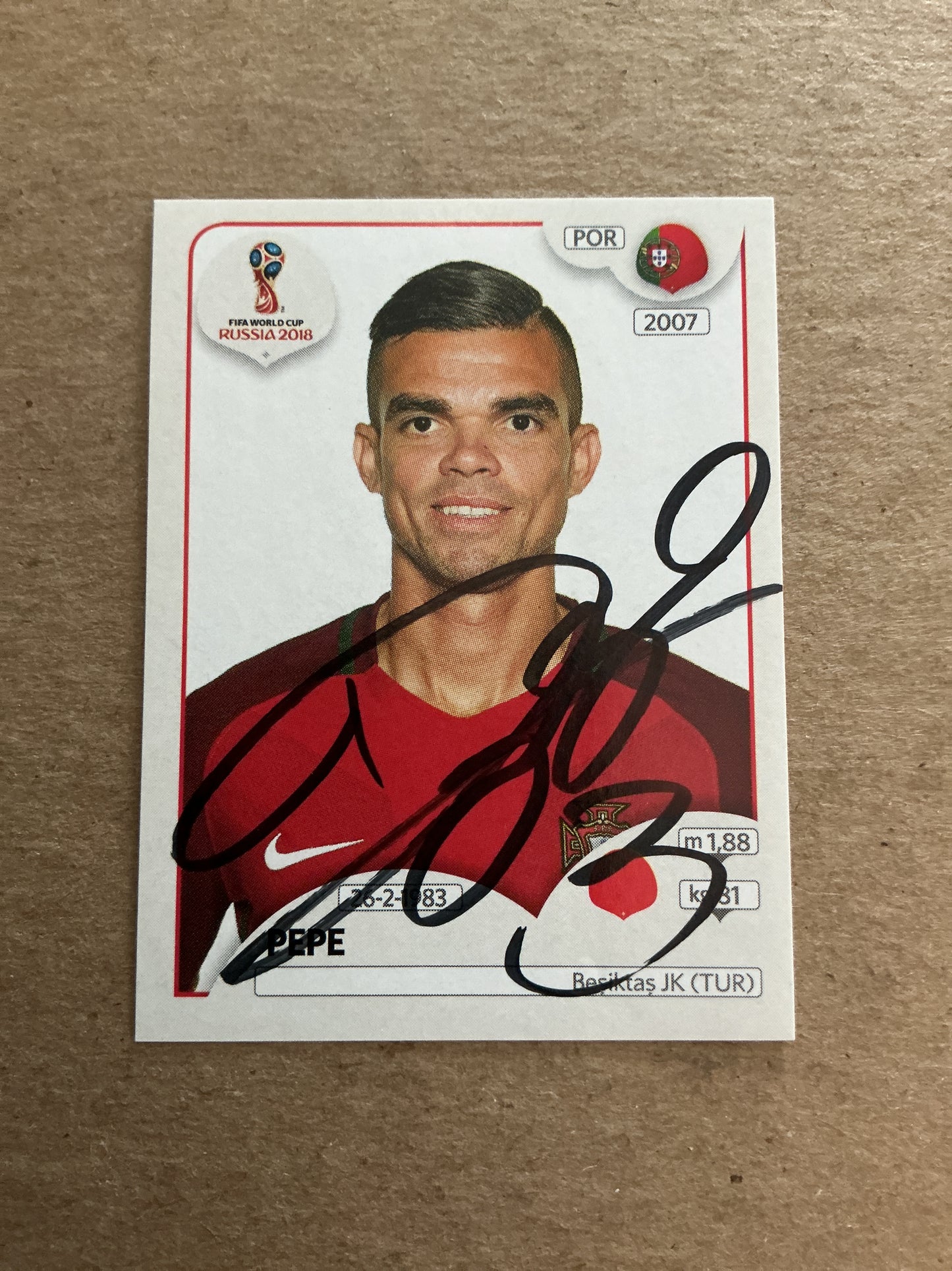 Pepe, Portugal 🇵🇹 FIFA World Cup 2018 Panini hand signed