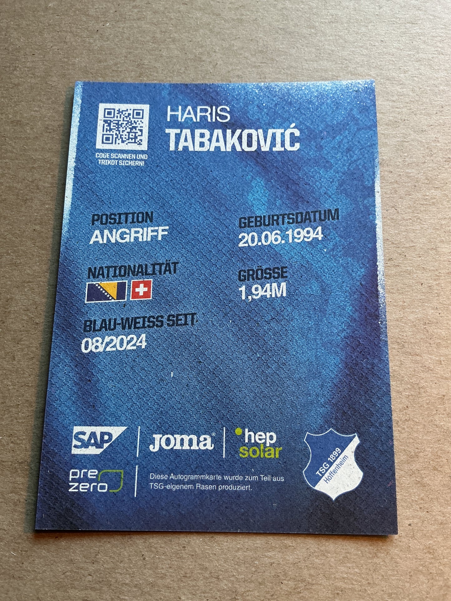 Haris Tabakovic, Bosnia 🇧🇦 TSG 1899 Hoffenheim 2024/25 hand signed