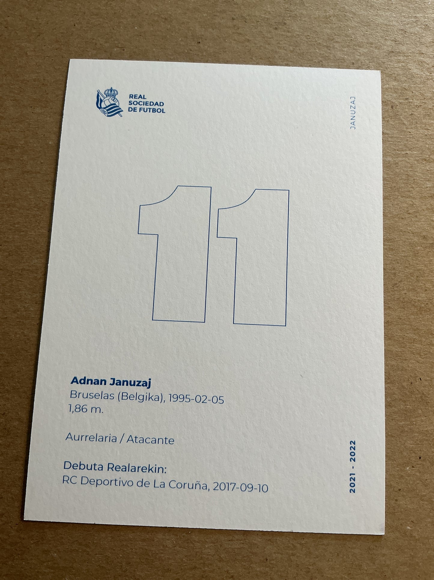 Adnan Januzaj, Belgium 🇧🇪 Real Sociedad 2021/22 hand signed