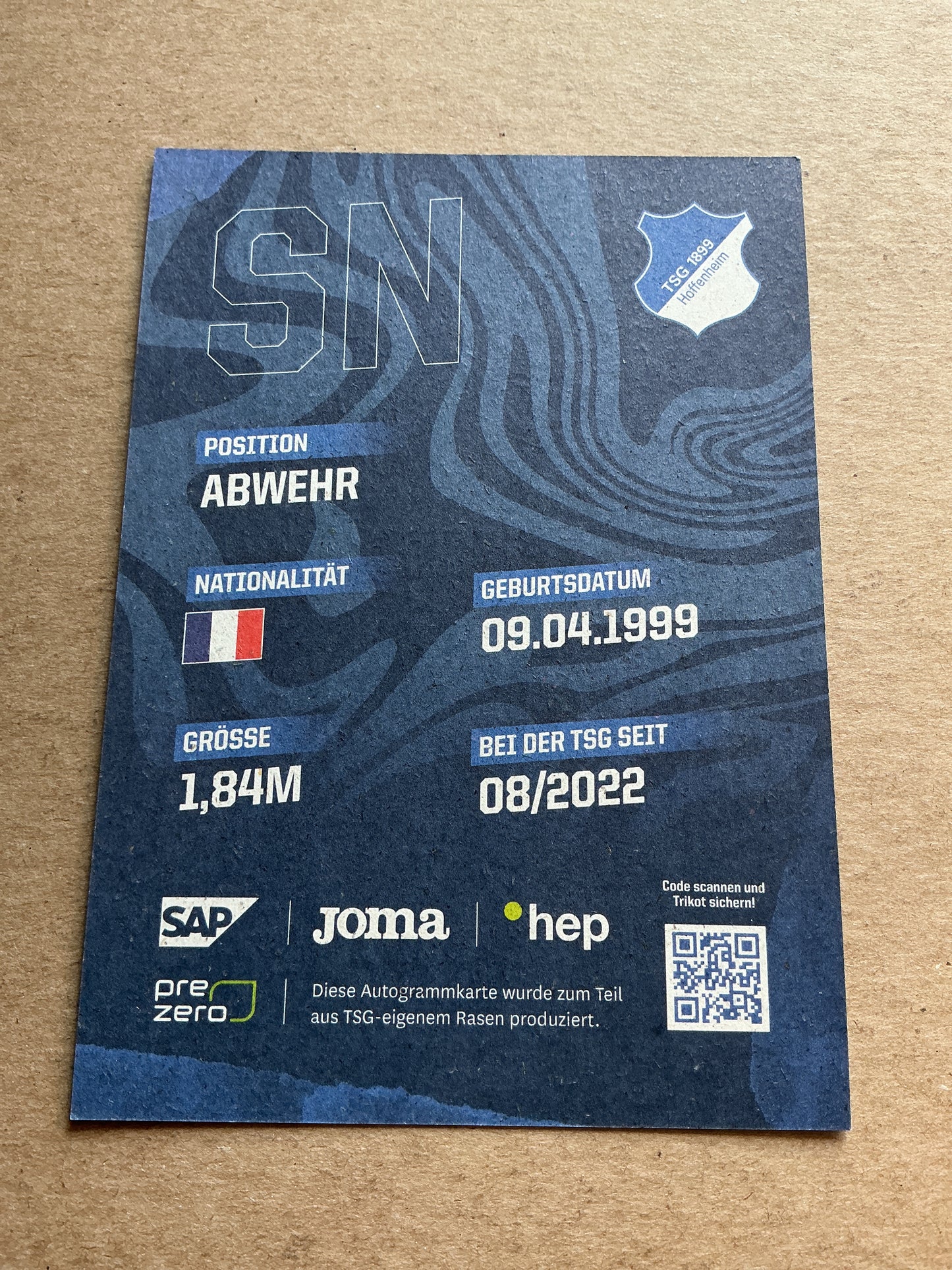 Stanley Nsoki, France 🇫🇷 TSG 1899 Hoffenheim 2023/24 hand signed
