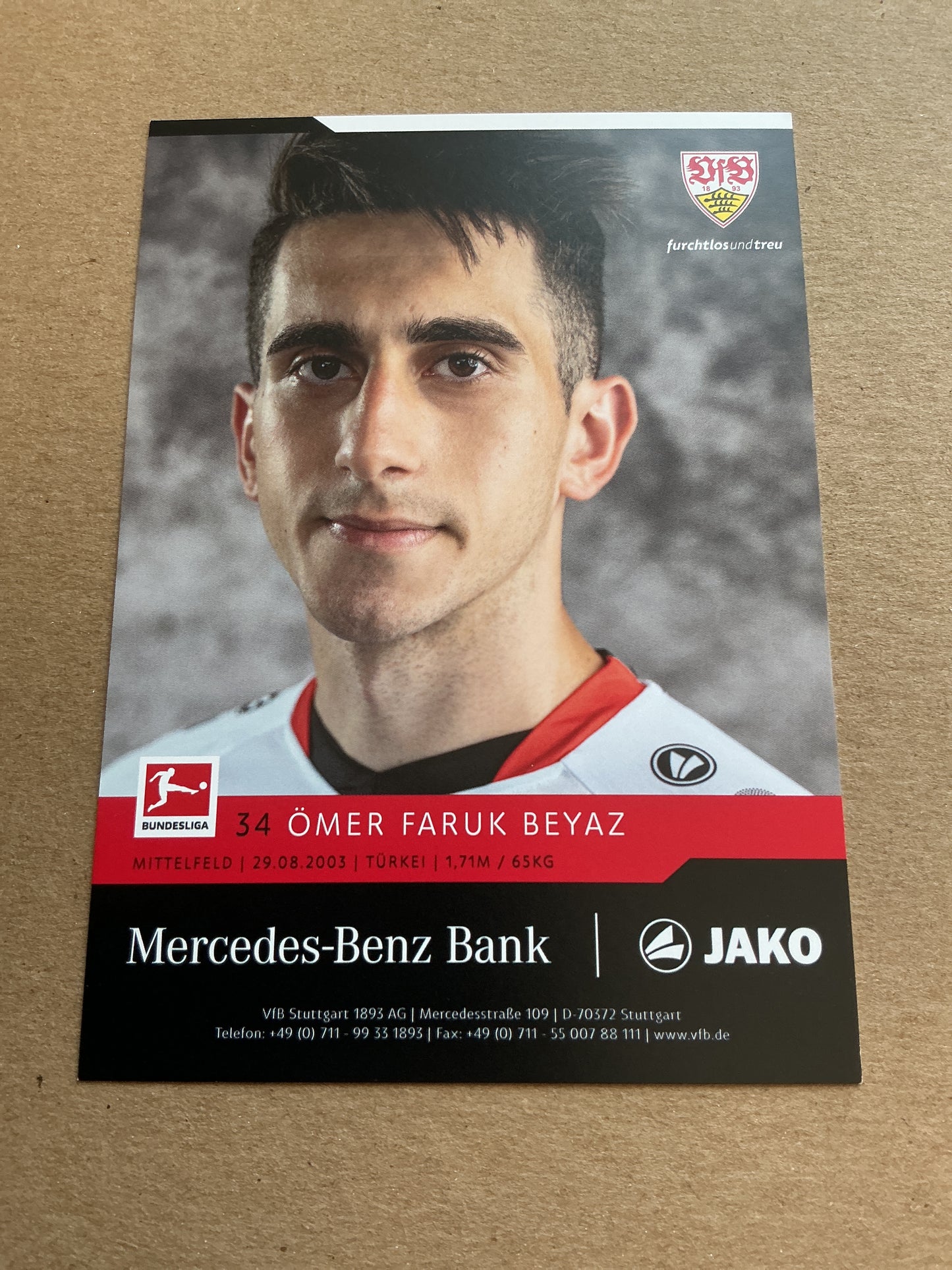 Ömer Faruk Beyaz, Türkiye 🇹🇷 VfB Stuttgart 2021/22 hand signed