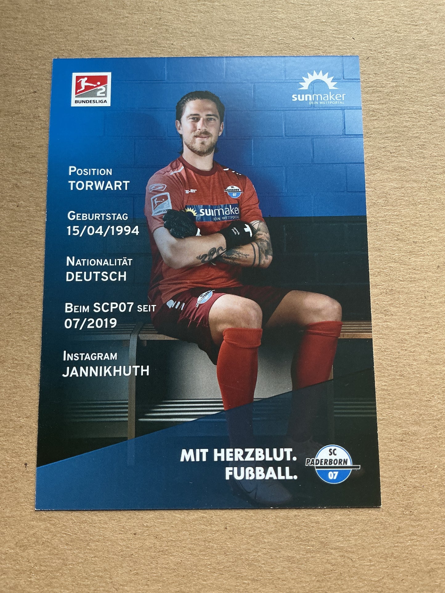 Jannik Huth, Germany π©πͺ SC Paderborn 07 2020/21 hand signed