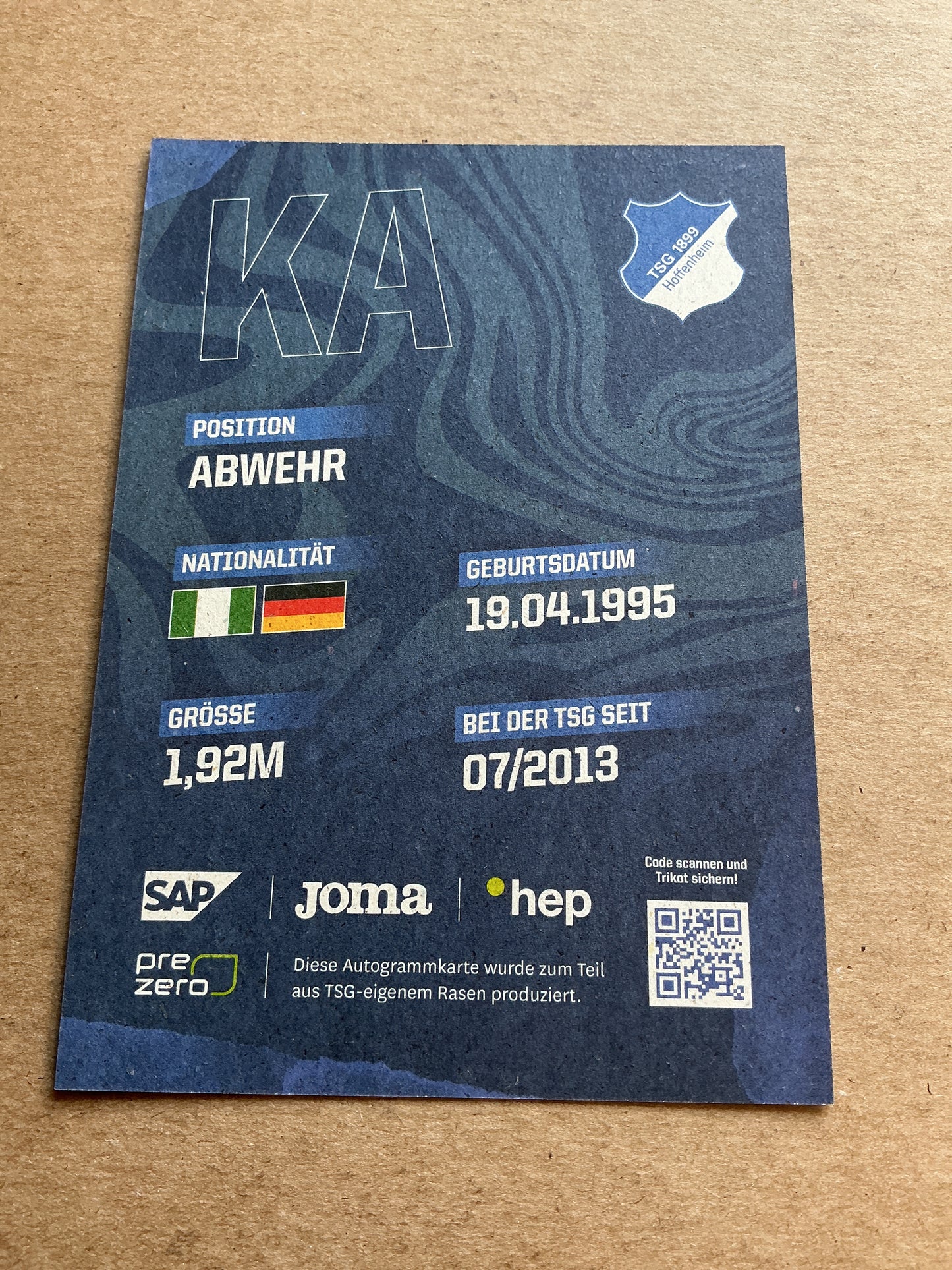 Kevin Akpoguma, Nigeria 🇳🇬 TSG 1899 Hoffenheim 2023/24 hand signed