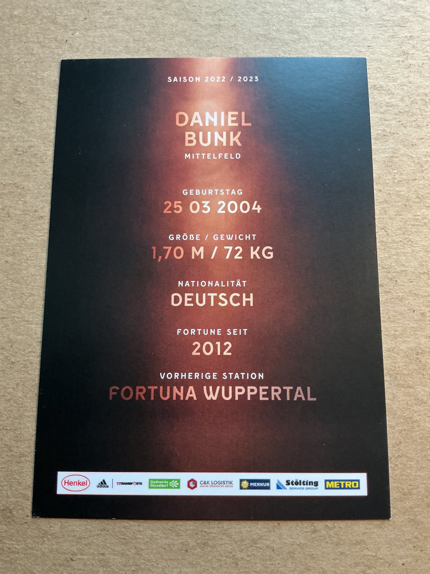 Daniel Bunk, Germany 🇩🇪 Fortuna Düsseldorf 2022/23 hand signed