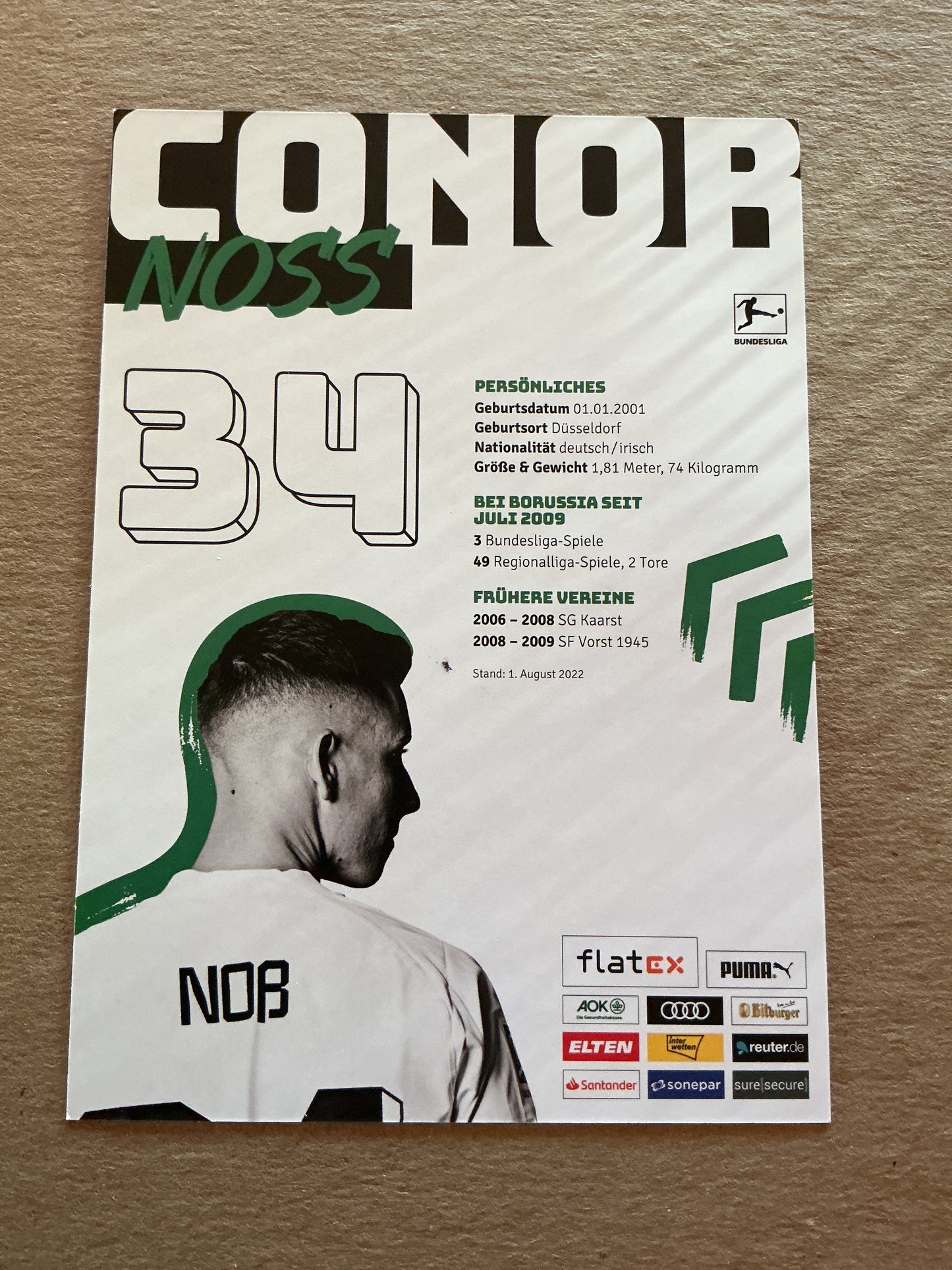 Conor Noß, Ireland 🇮🇪 Borussia Mönchengladbach 2022/23 hand signed