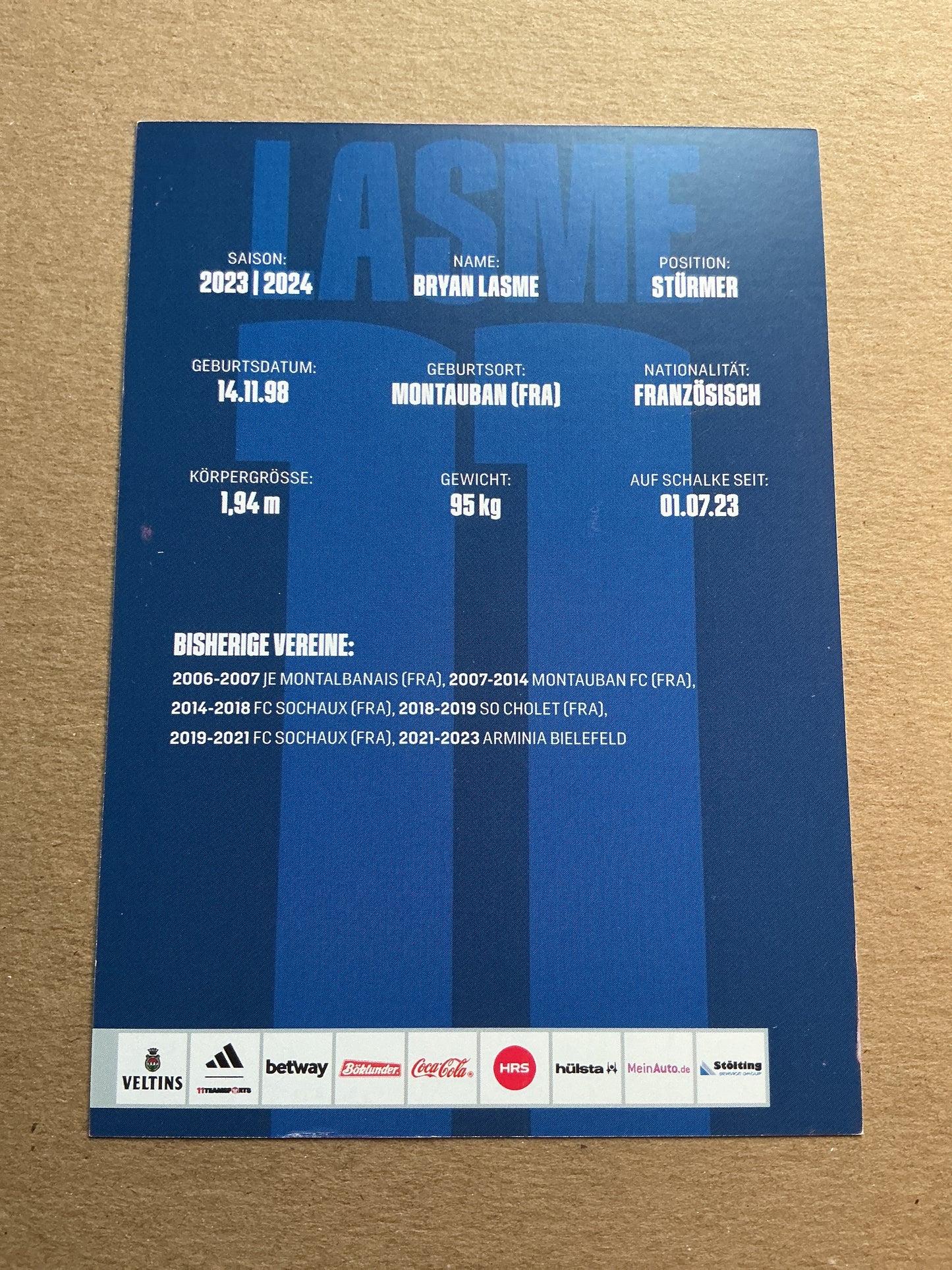 Bryan Lasme, France π«π· FC Schalke 04 2023/24 hand signed