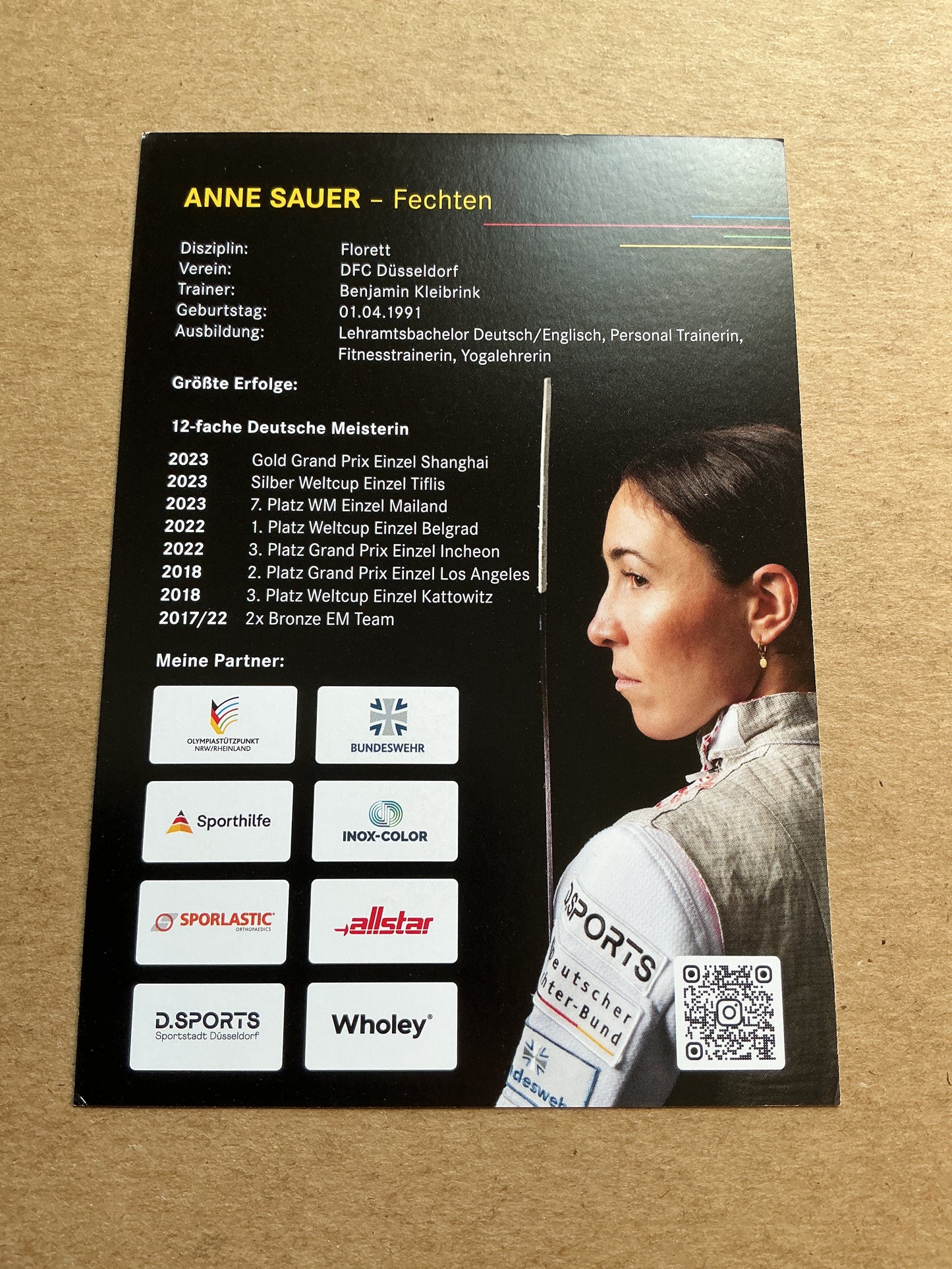 Anne Sauer, Germany 🇩🇪 Fencing Summer Olympics 2024 hand signed
