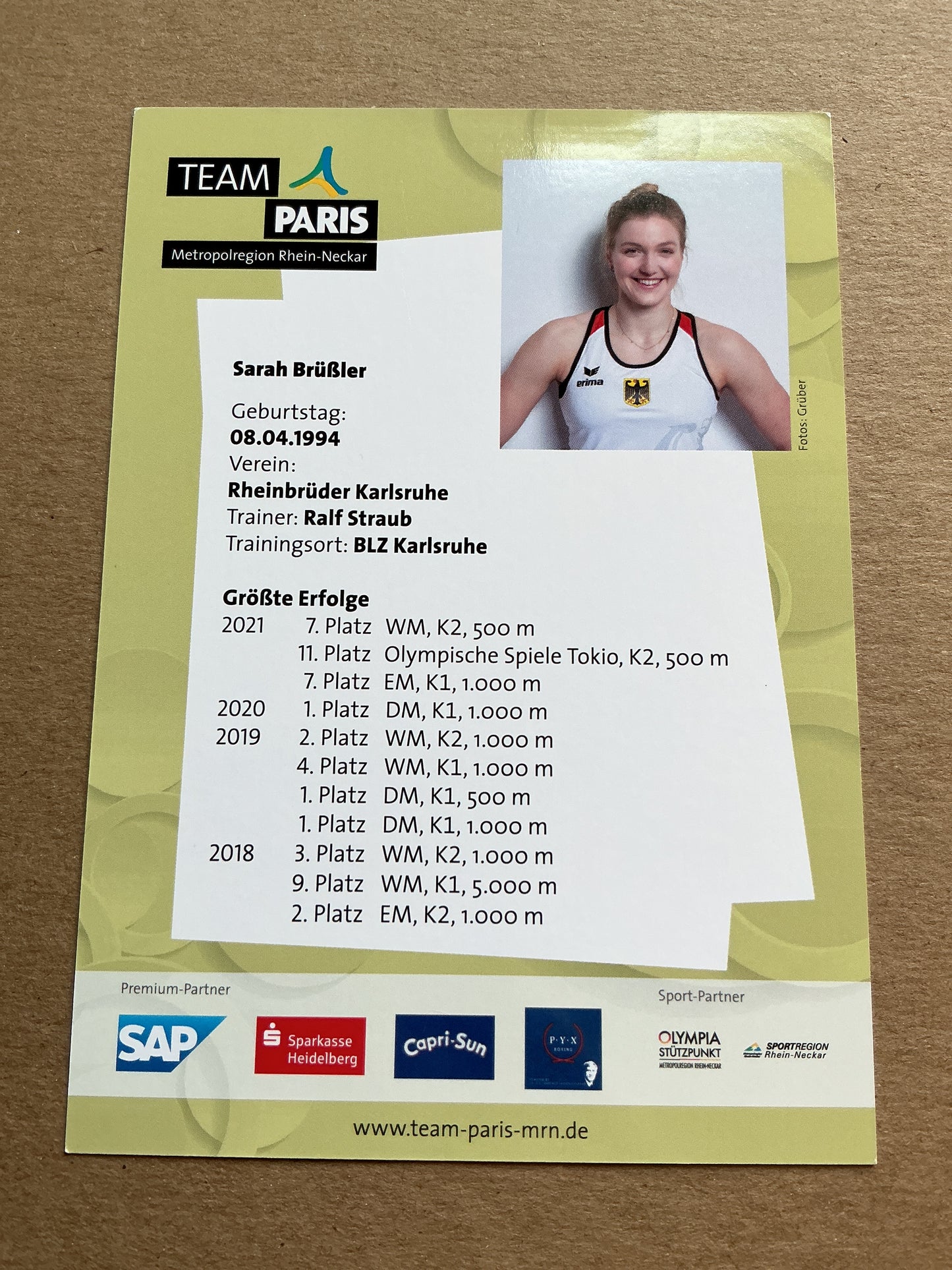 Sarah Brüßler, Germany 🇩🇪 Canoeing Summer Olympics 2024 hand signed
