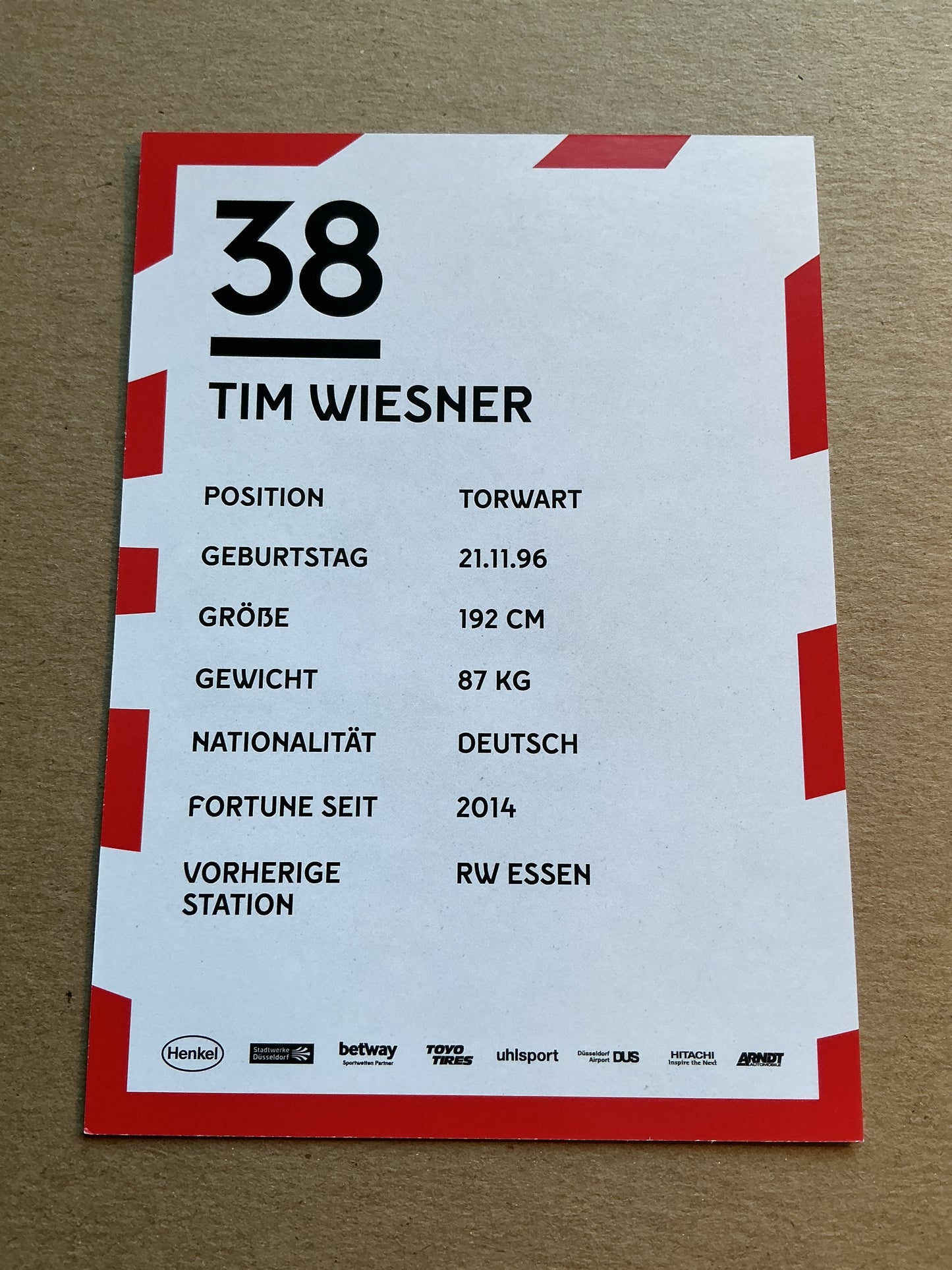 Tim Wiesner, Germany 🇩🇪 Fortuna Düsseldorf 2019/20 hand signed