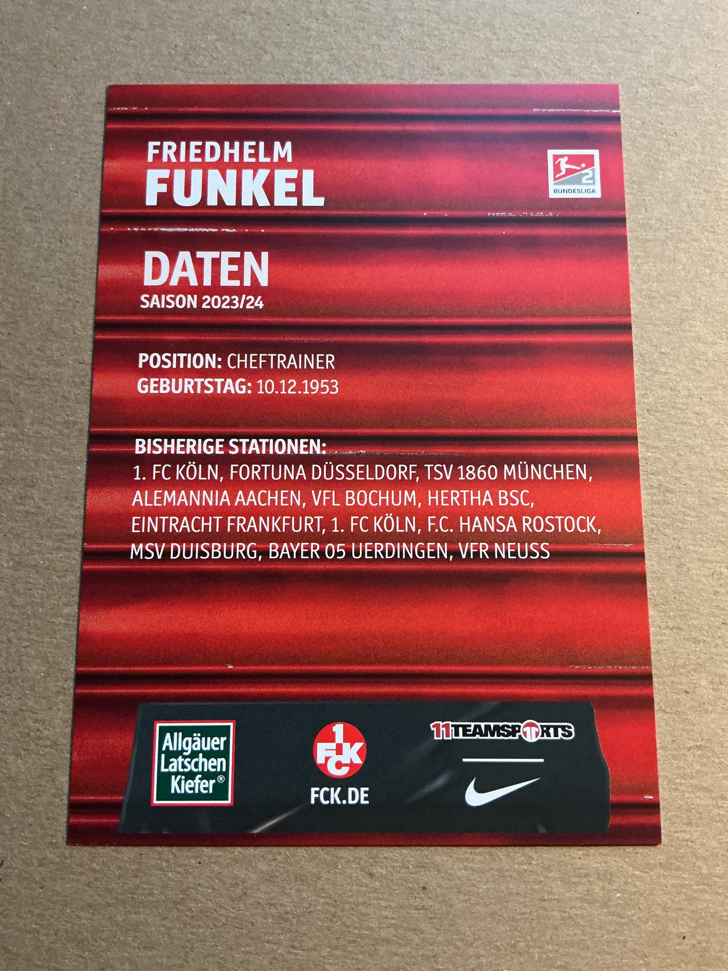 Friedhelm Funkel, Germany π©πͺ 1.FC Kaiserslautern 2023/24 hand signed