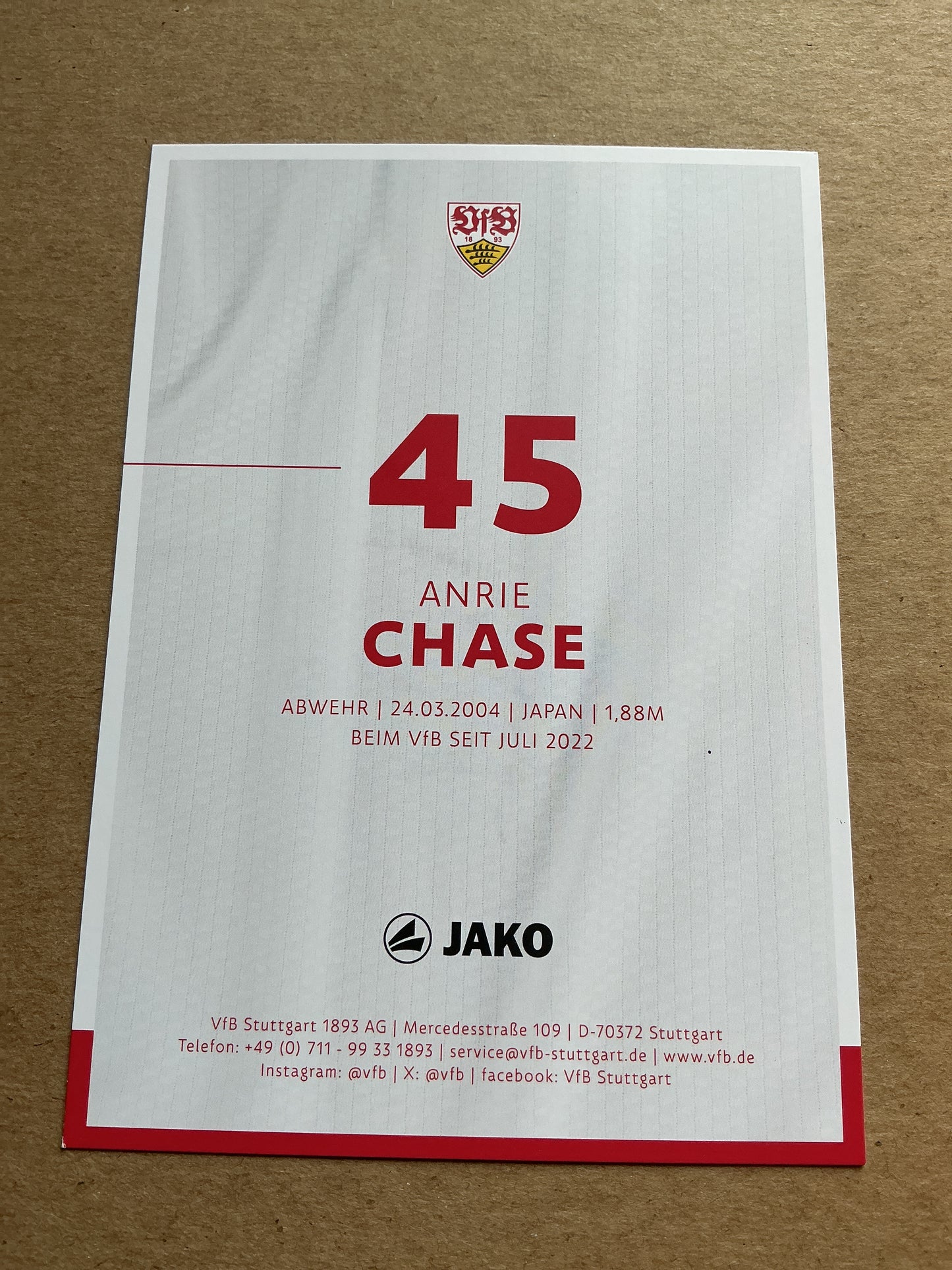 Anrie Chase, Japan 🇯🇵 VfB Stuttgart 2024/25 hand signed