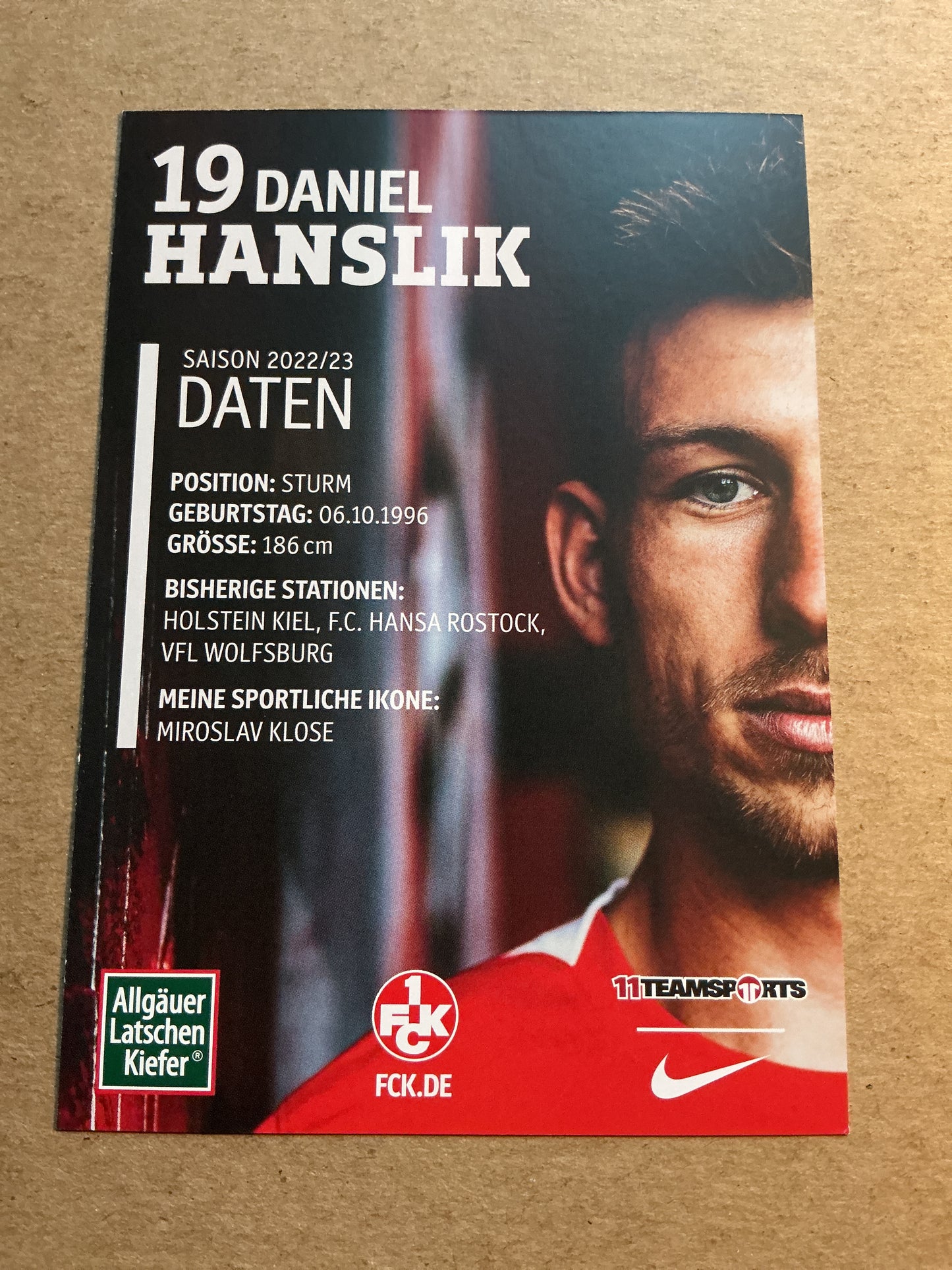 Daniel Hanslik, Germany π©πͺ 1.FC Kaiserslautern 2022/23 hand signed