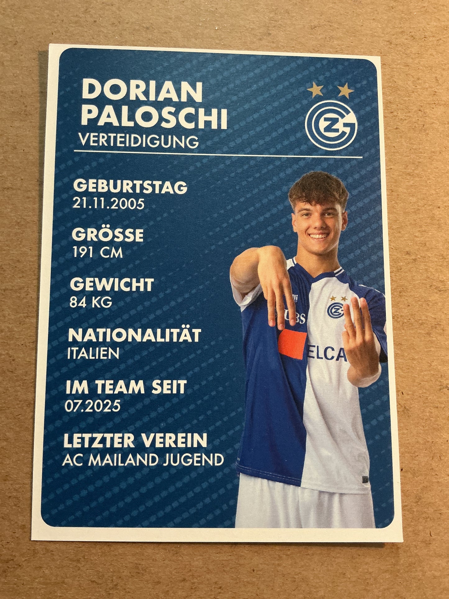Dorian Paloschi, Italy 🇮🇹 Grasshopper Zürich 2025/26 hand signed