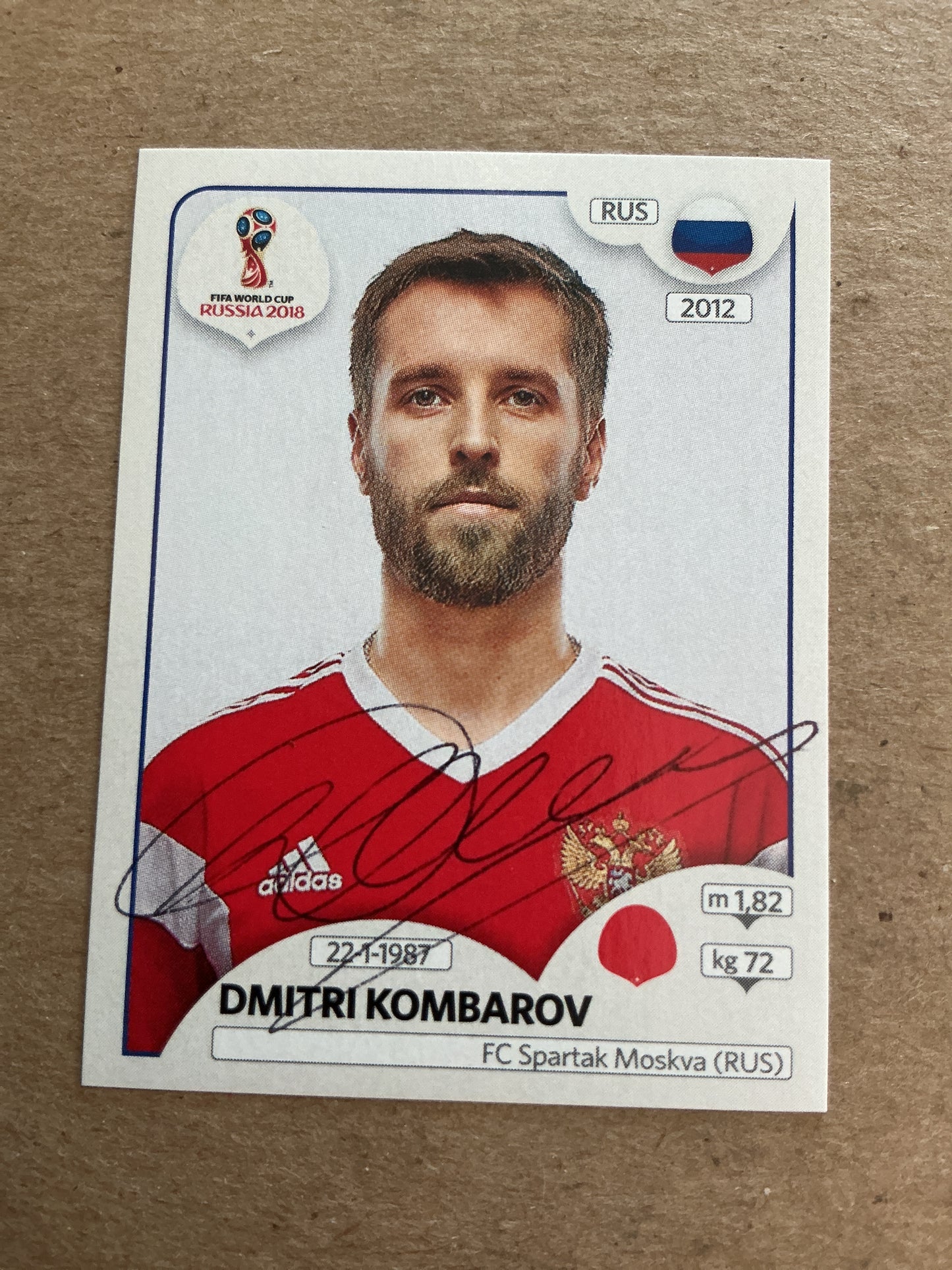 Dmitri Kombarov, Russia 🇷🇺 FIFA World Cup 2018 Panini hand signed