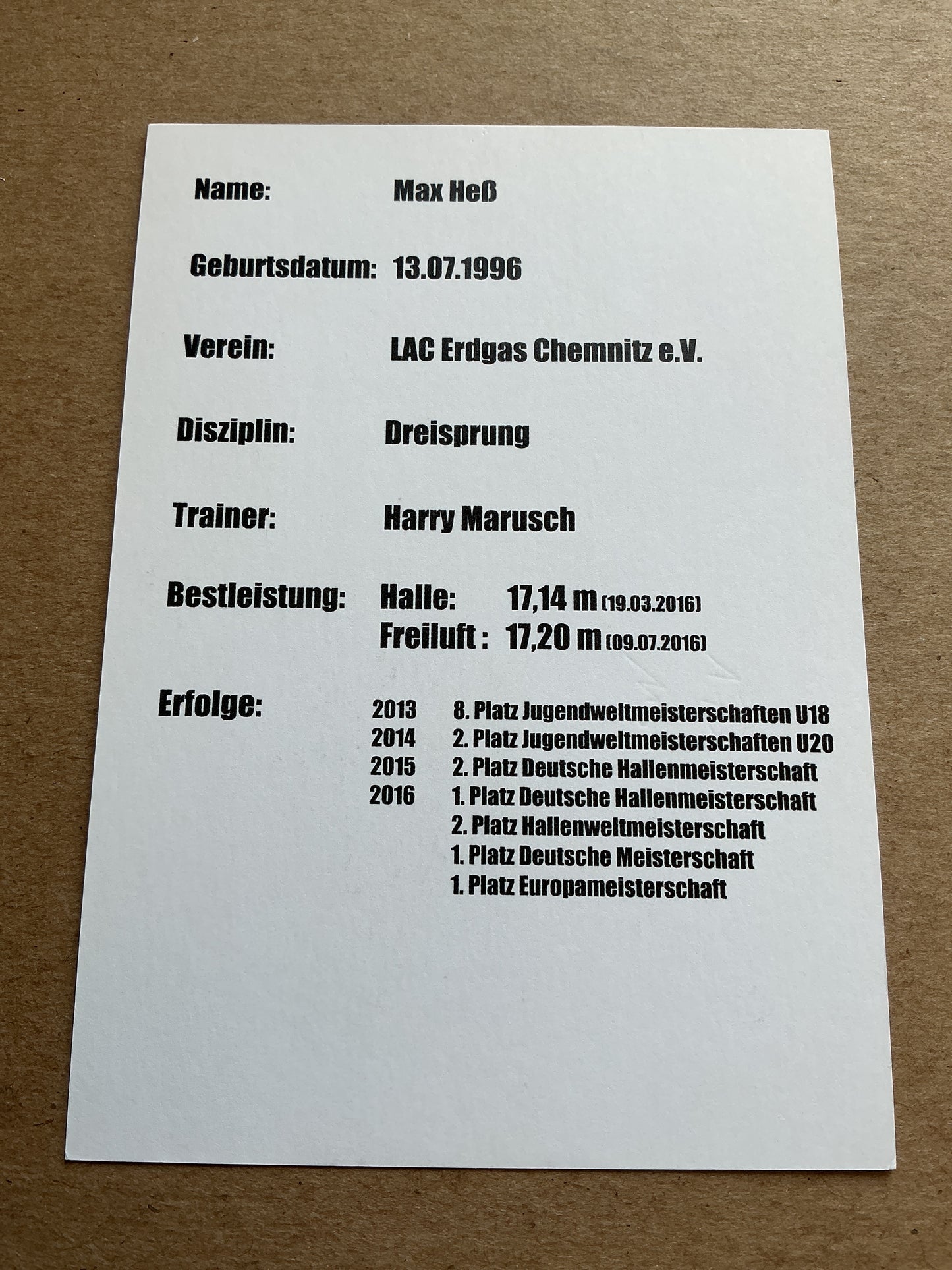 Max Heß, Germany 🇩🇪 Athletics Summer Olympics 2024 hand signed