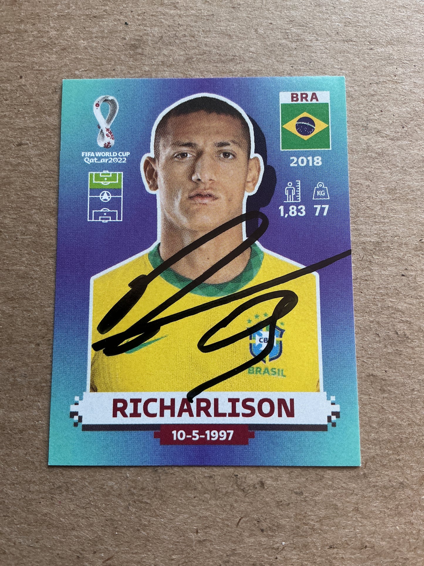 Richarlison, Brazil 🇧🇷 FIFA World Cup 2022 Panini hand signed