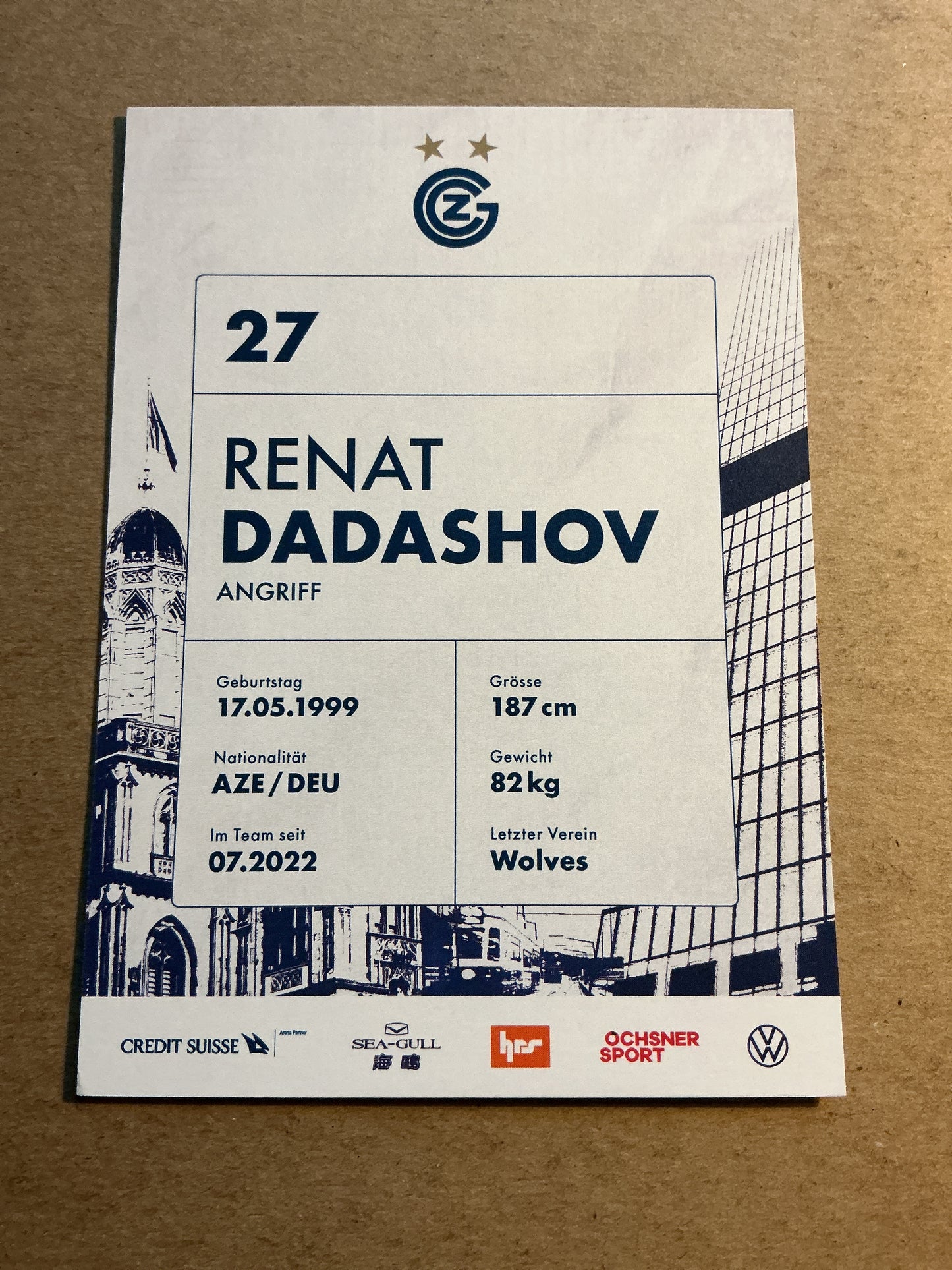 Renat Dadashov, Azerbaijan 🇦🇿 Grasshopper Zürich 2022/23 hand signed