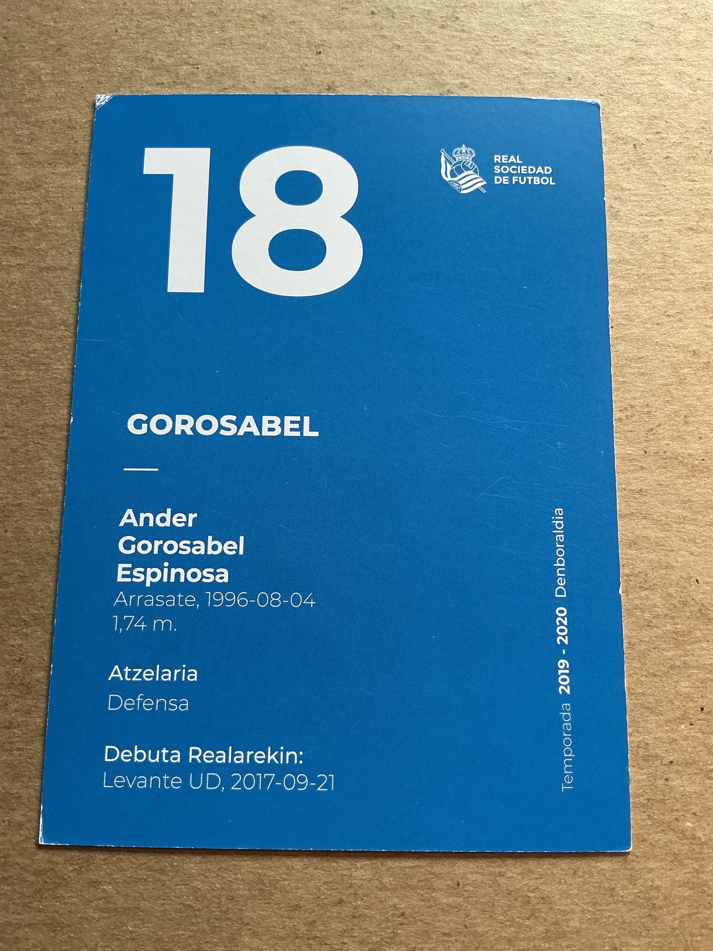 Andoni Gorosabel, Spain 🇪🇸 Real Sociedad 2019/20 hand signed